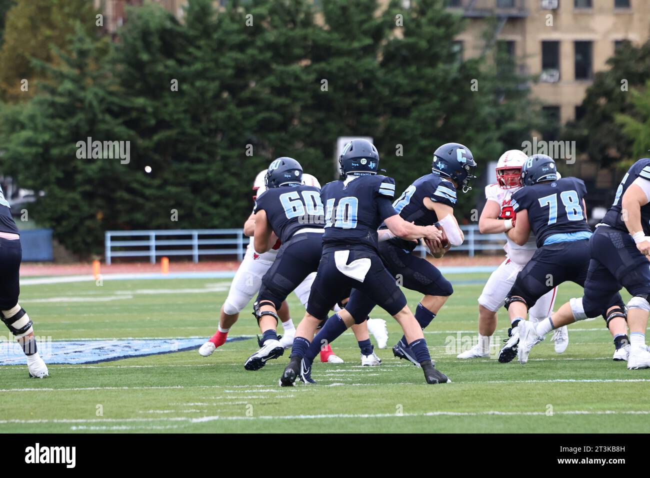 Columbia Lions running back Jake Langdon #30 during action in the NCAA football game against the Marist Red Foxes at Robert K. Kraft Field at Lawrence A. Wien Stadium in New York , New York , Saturday, Oct. 7, 2023. (Photo: Gordon Donovan) Stock Photo