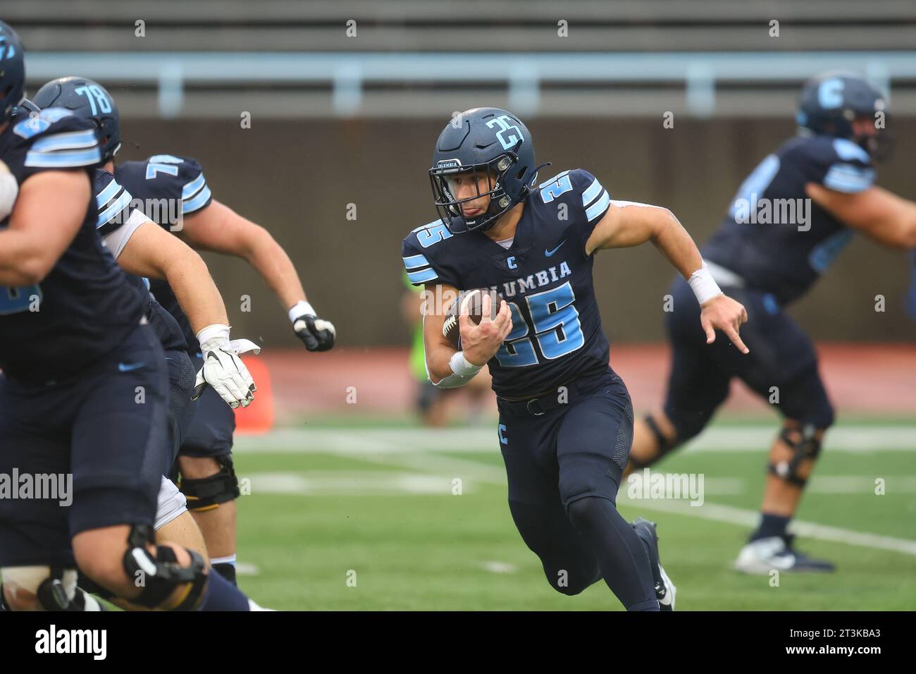 Columbia Lions running back Joey Giorgi #25 during action in the NCAA football game against the Marist Red Foxes at Robert K. Kraft Field at Lawrence A. Wien Stadium in New York , New York , Saturday, Oct. 7, 2023. (Photo: Gordon Donovan) Stock Photo