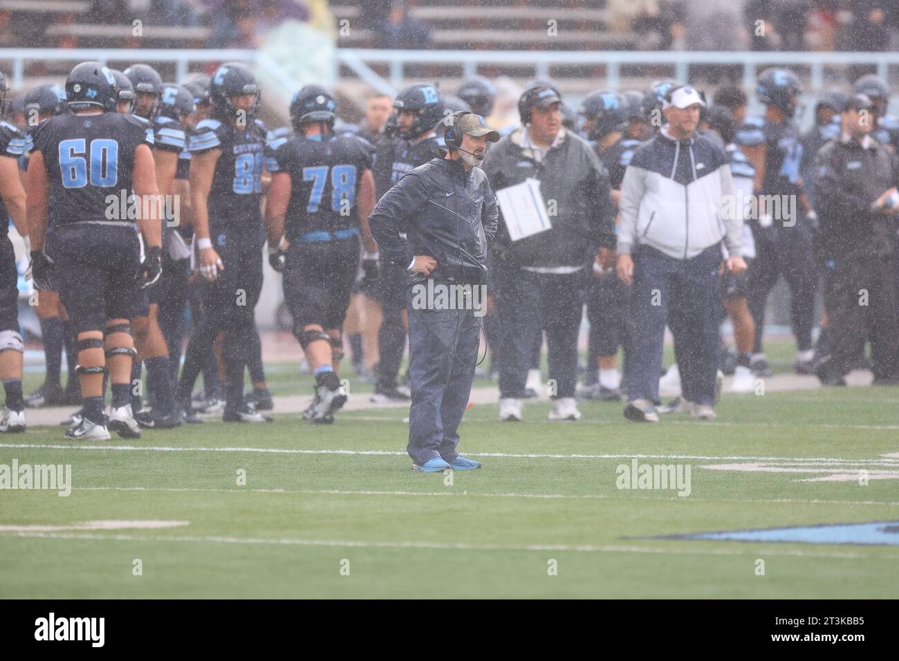 Columbia Lions Interim Head Coach Mark Fabish during action in the NCAA football game against the Marist Red Foxes at Robert K. Kraft Field at Lawrence A. Wien Stadium in New York , New York , Saturday, Oct. 7, 2023. (Photo: Gordon Donovan) Stock Photo