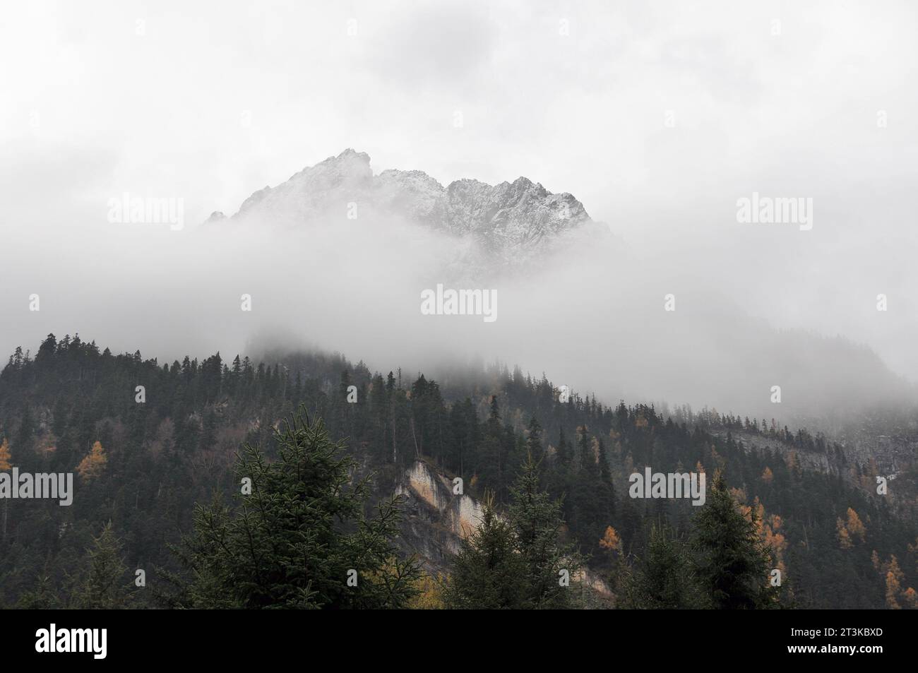 Photo of mountains shrouded in clouds and fog Stock Photo - Alamy