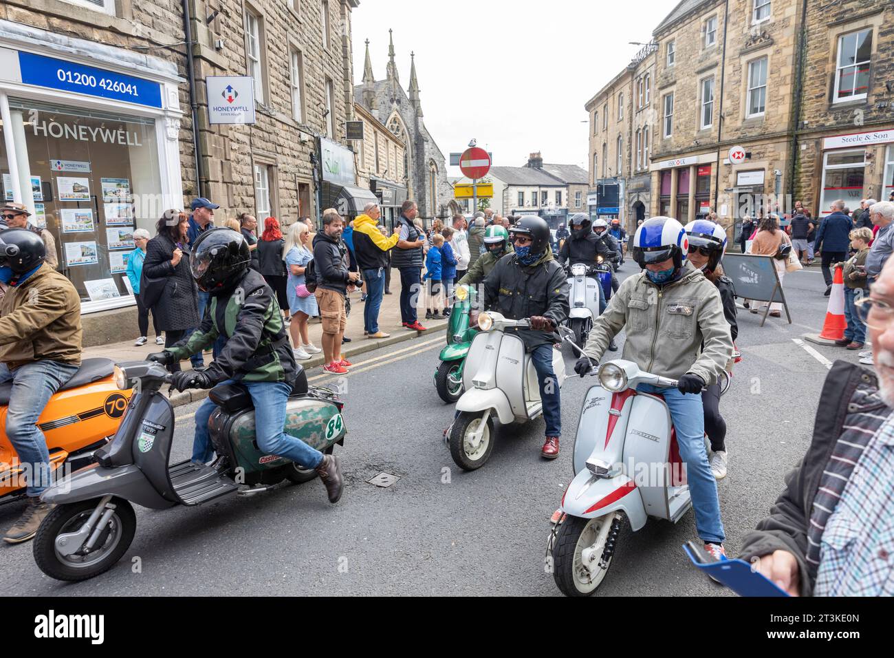 Clitheroe Lancashire, in 2023, annual Ribble Valley Scooter rally, saw ...