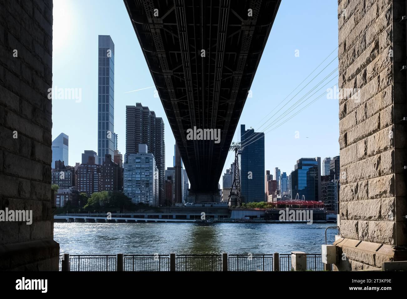 View of the Queensboro Bridge, a key cantilever bridge over the East