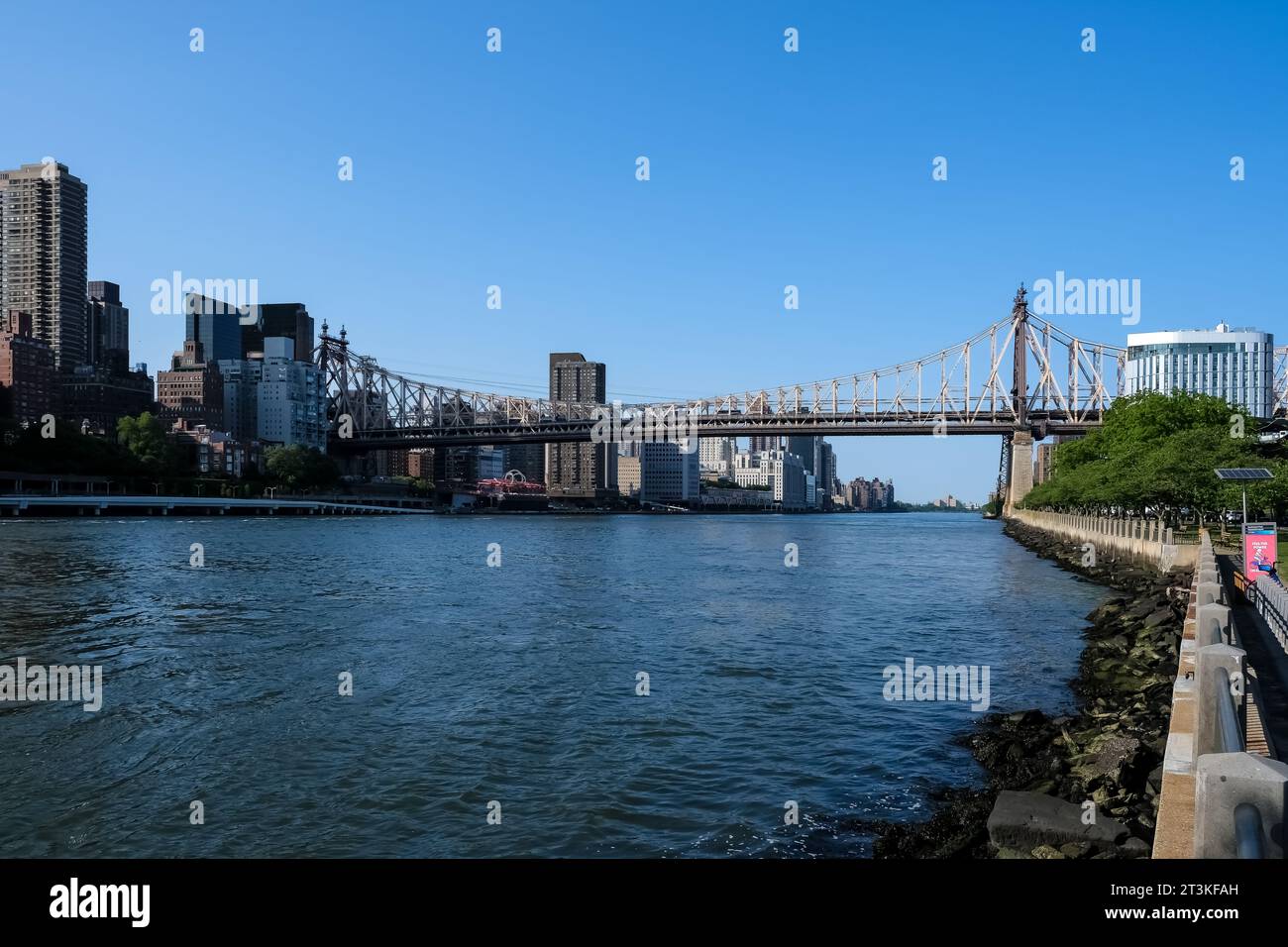 View of the Queensboro Bridge, a key cantilever bridge over the East