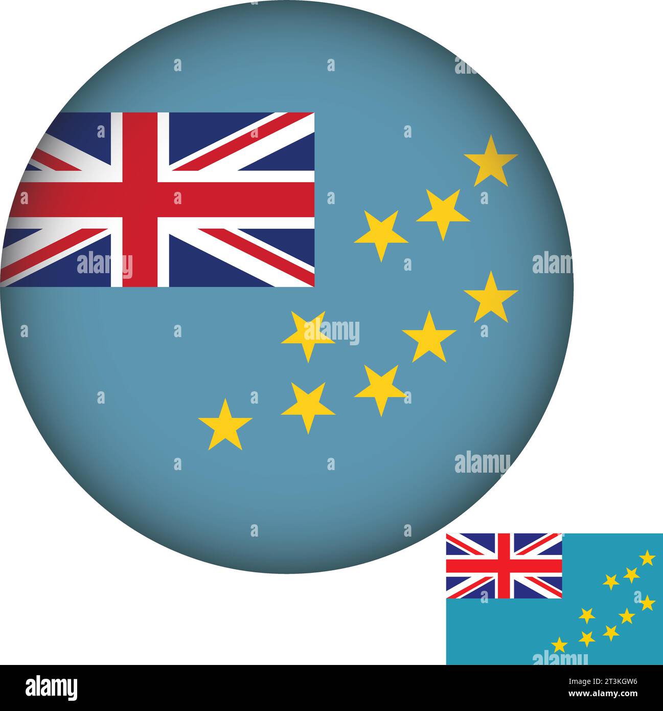 Tuvalu Flag Round Shape Stock Vector