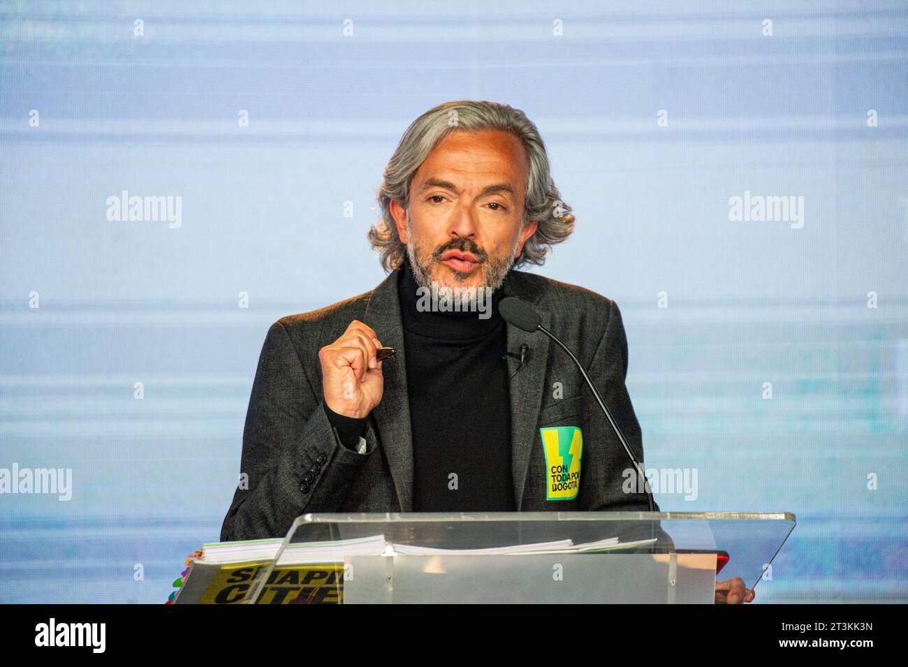 Bogota, Colombia. 25th Oct, 2023. The independent candidate Juan Daniel Oviedo takes part during the last candidates debate before Colombia's regional elections on October 25, 2023. Photo by: Sebastian Barros/Long Visual Press Credit: Long Visual Press/Alamy Live News Stock Photo