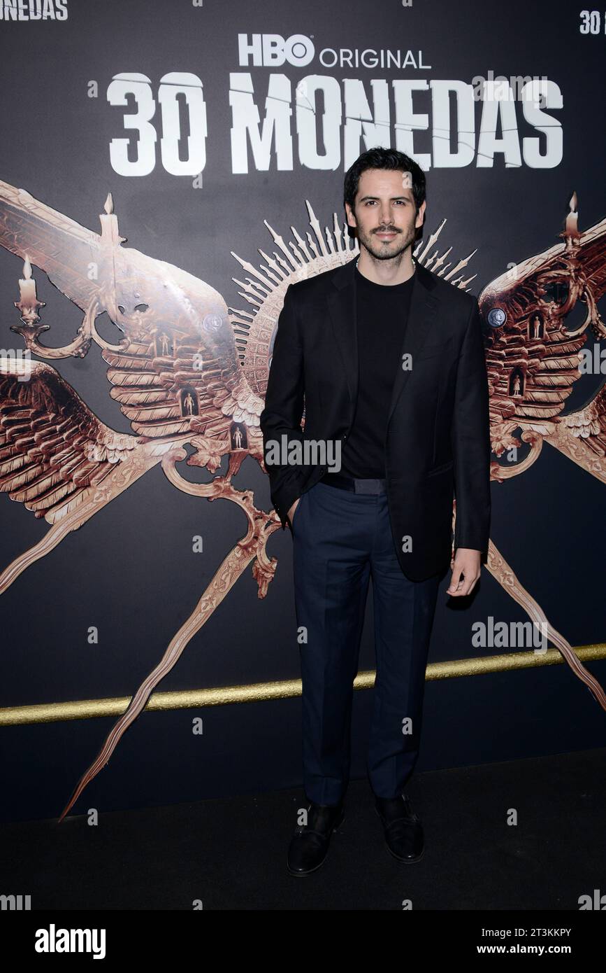 October 26, 2023, Mexico City, Ciudad de Mexico, Mexico: October 25, 2023, Mexico City, Mexico: Claudio Roca Attends the black carpet of the season 2 Premiere of the 30 Monedas Tv Series by HBO, at Salon Barcelona. on October 25, 2023 in Mexico City, Mexico. (Credit Image: © Carlos Tischler/eyepix via ZUMA Press Wire) EDITORIAL USAGE ONLY! Not for Commercial USAGE! Stock Photo