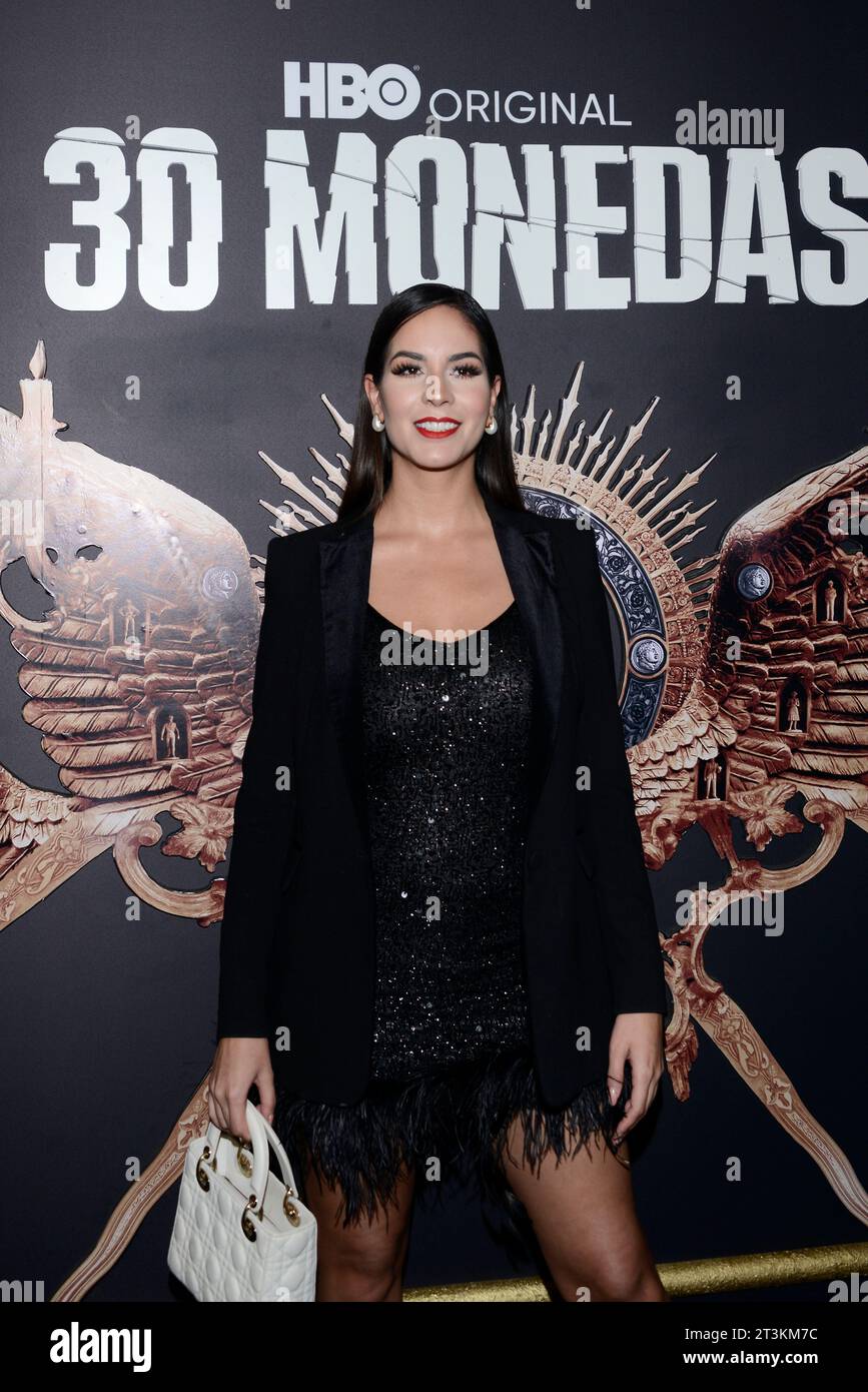 October 26, 2023, Mexico City, Ciudad de Mexico, Mexico: October 25, 2023, Mexico City, Mexico: Vanessa LÃ³pez Attends the black carpet of the season 2 Premiere of the 30 Monedas Tv Series by HBO, at Salon Barcelona. on October 25, 2023 in Mexico City, Mexico. (Credit Image: © Carlos Tischler/eyepix via ZUMA Press Wire) EDITORIAL USAGE ONLY! Not for Commercial USAGE! Stock Photo