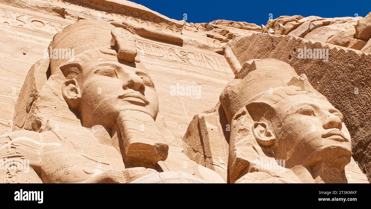 The big statues of Ramses II at Abu Simbel temple. Egypt Stock Photo