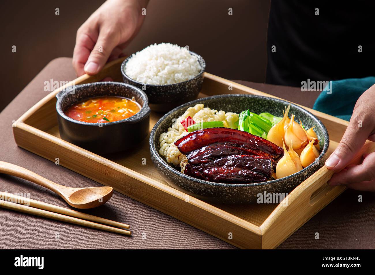 Braised Pork Belly with rice , Set meal, Shandong cuisine Stock Photo