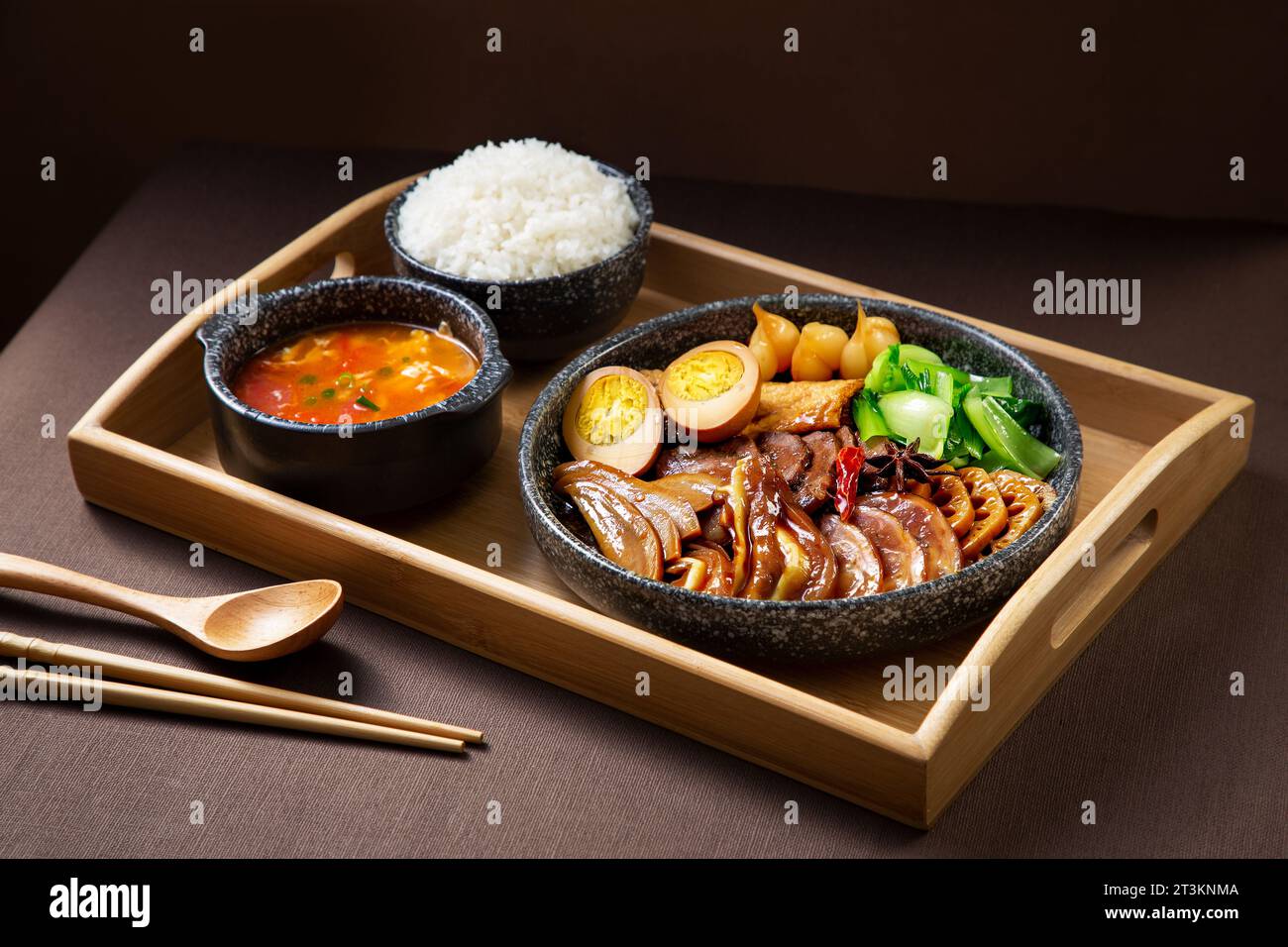 Cantonese Style Marinated Meat Platter with rice, Set meal Stock Photo