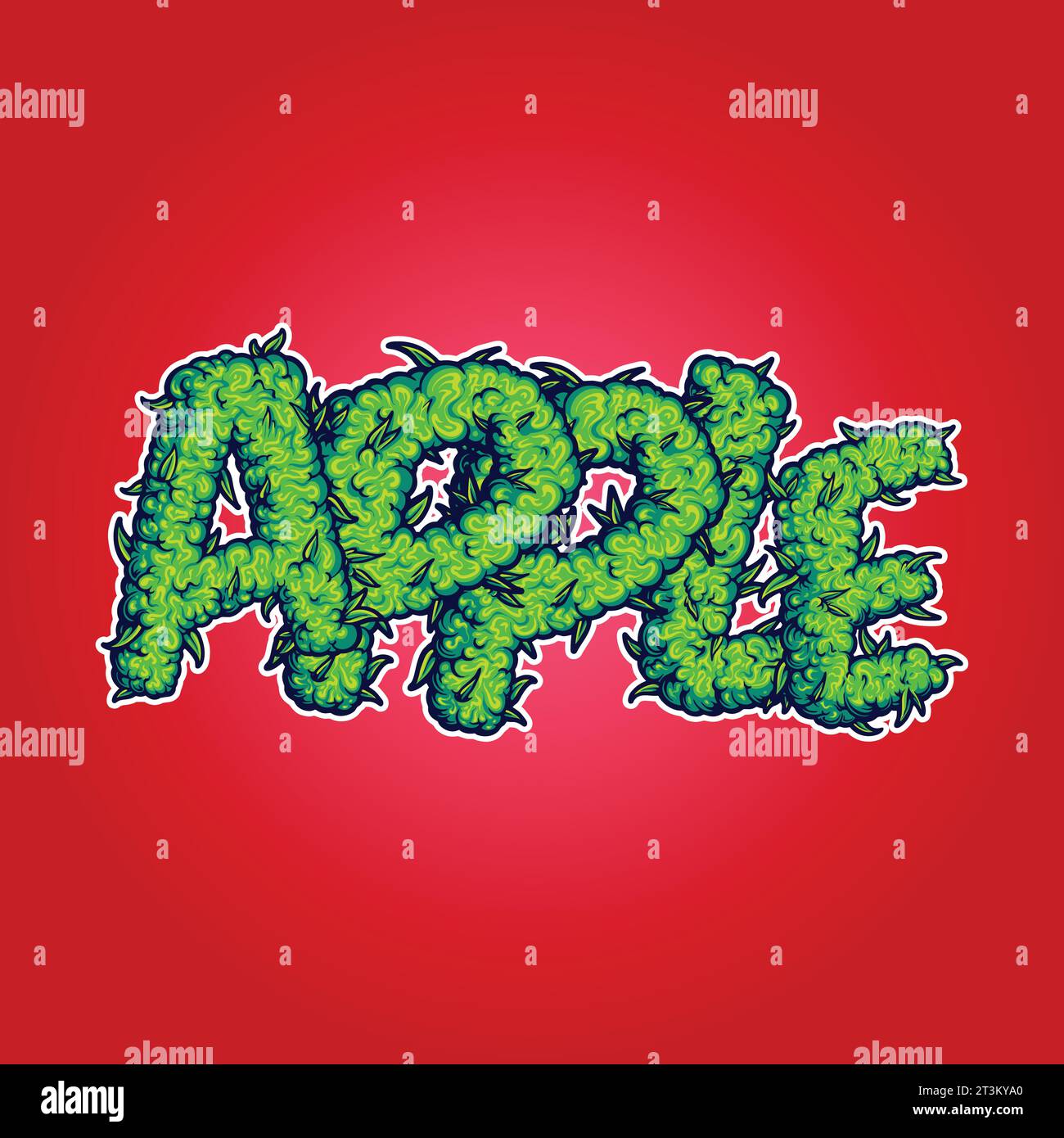 Apple weed strain lettering cannabis buds vector illustrations for your