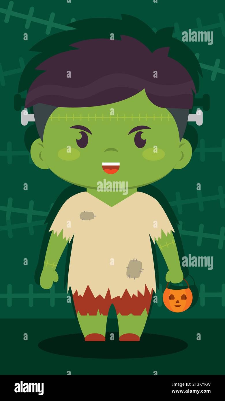 Cute kawaii monster costume Halloween season Vector illustration Stock ...