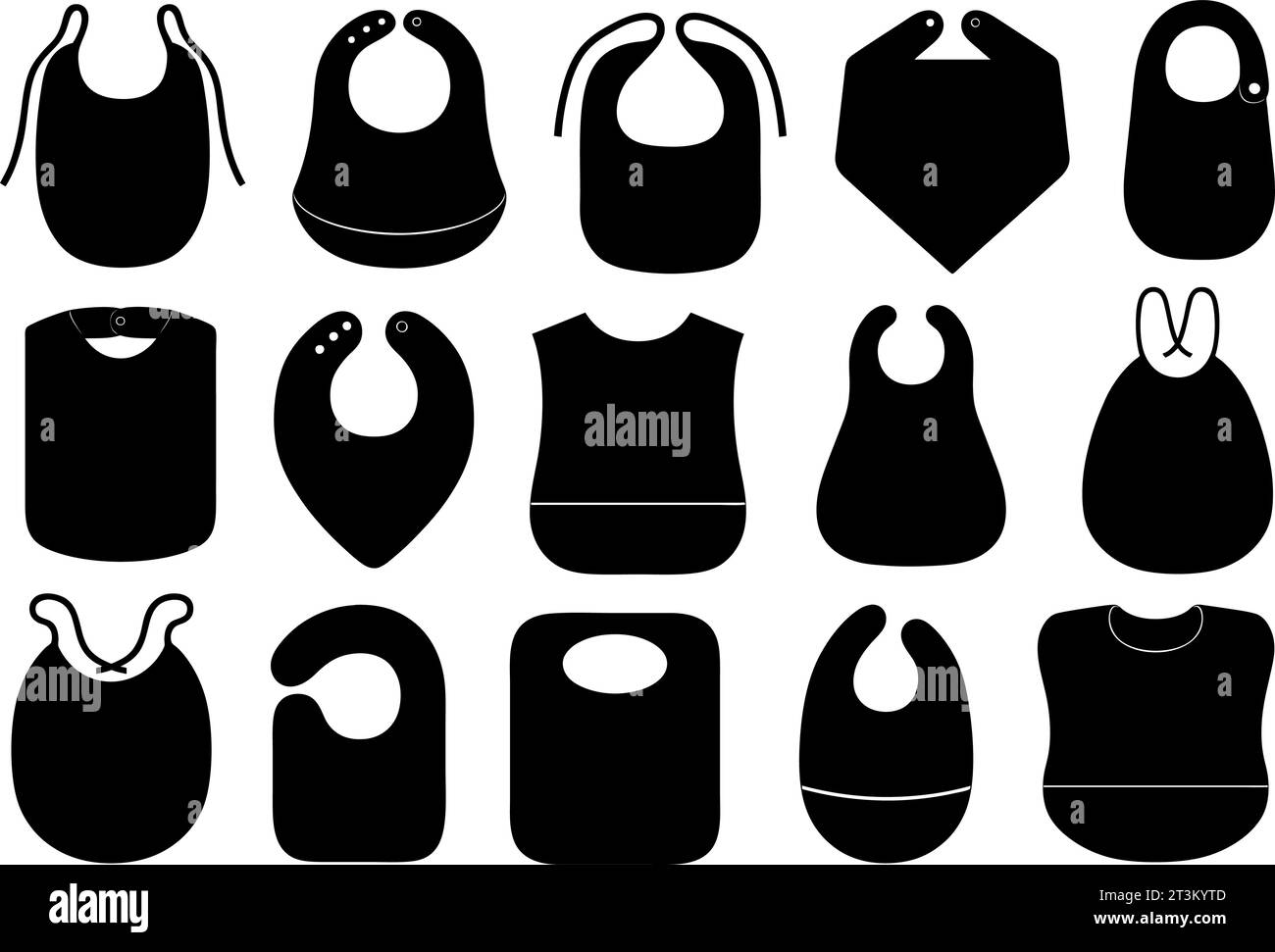 Illustration of different baby bibs isolated on white Stock Vector