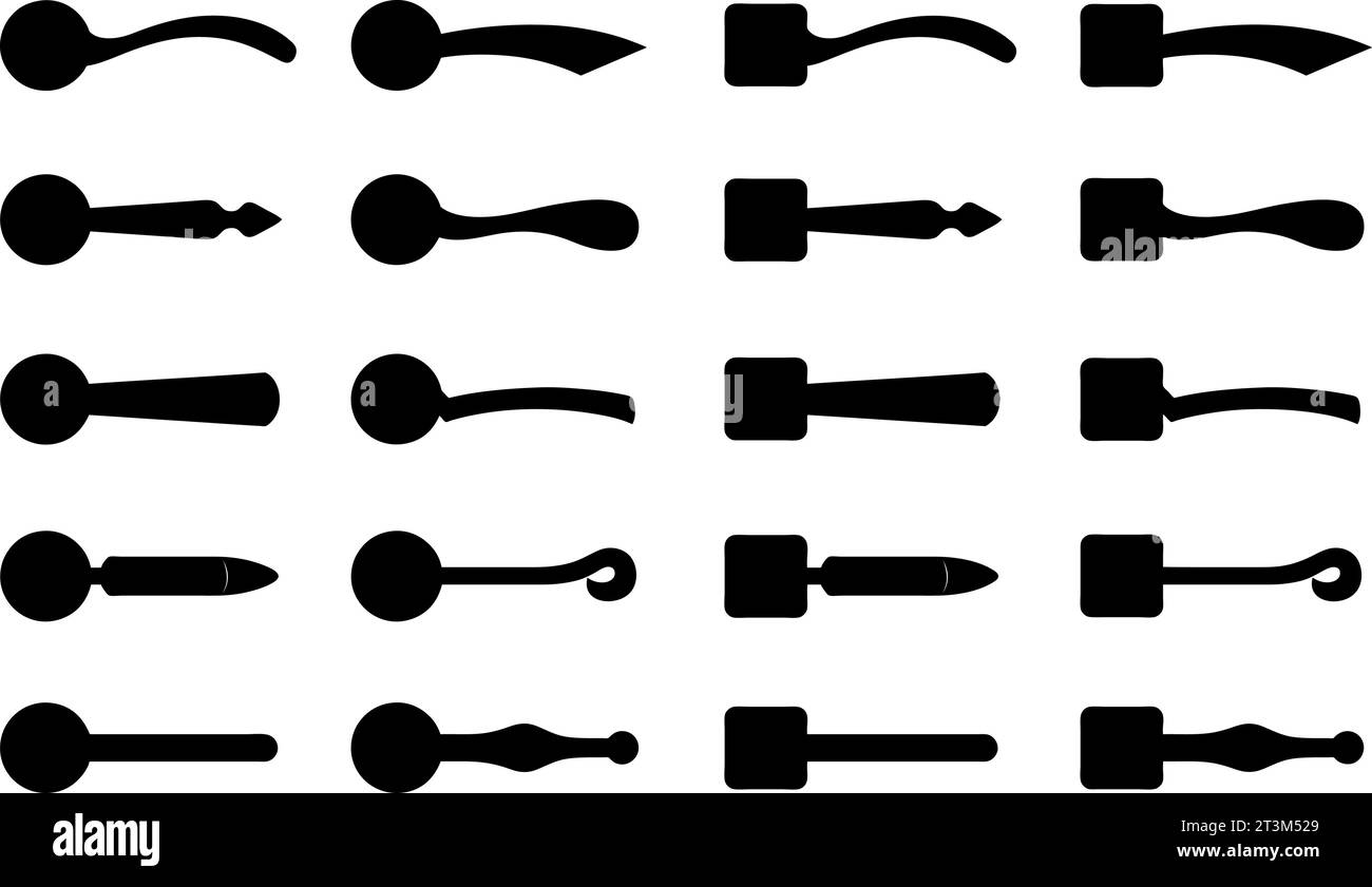 Illustration of different door knobs isolated on white Stock Vector