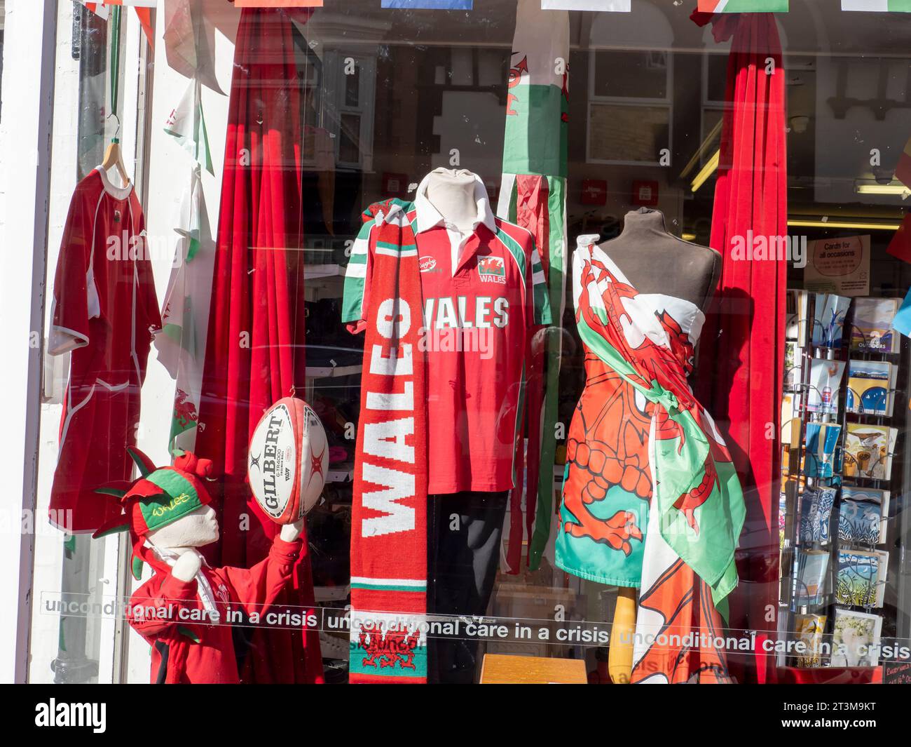 A patriotic window display in a shop in Llandrindod Wells, Wales, UK ...