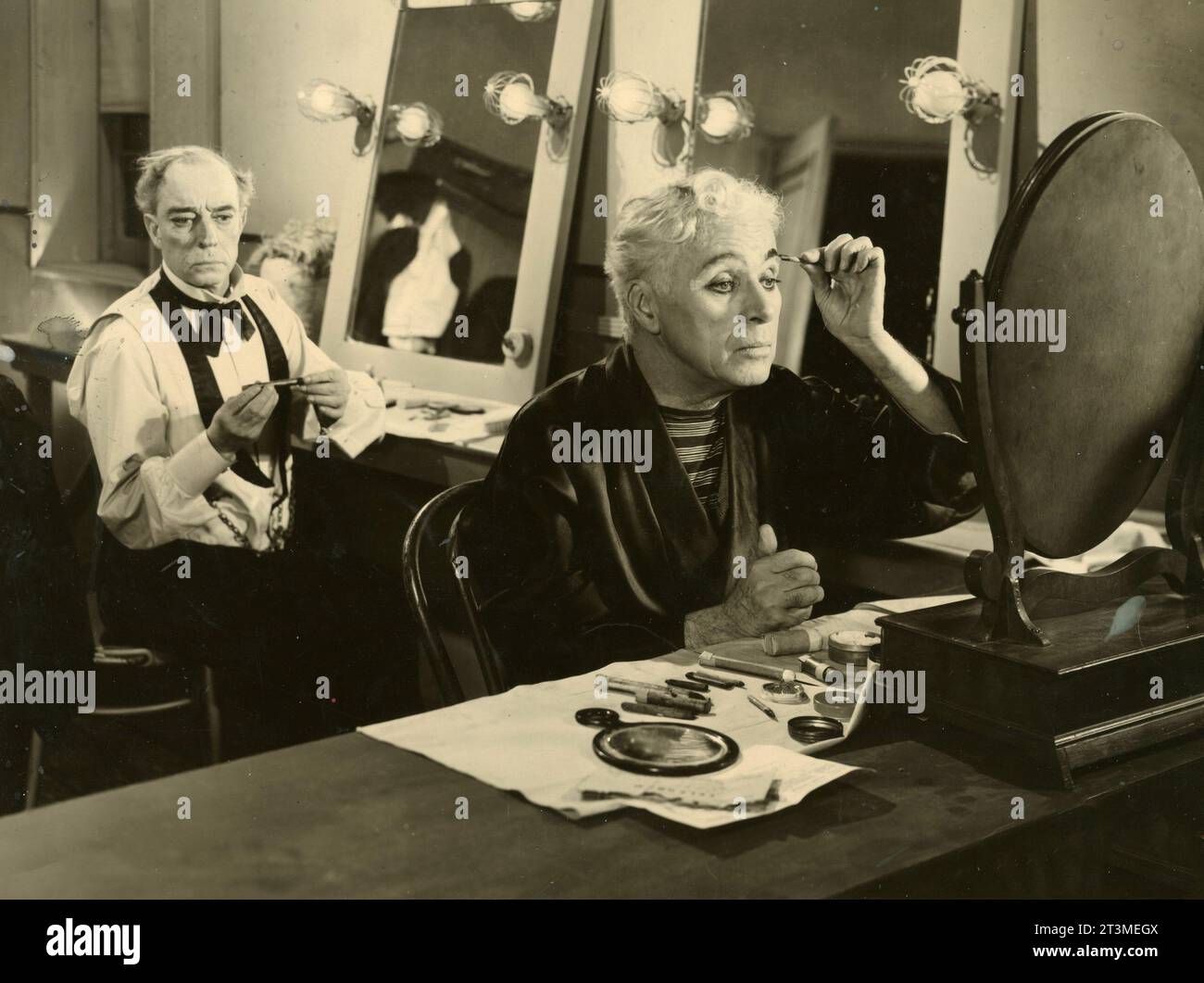 British actor Charlie Chaplin and Buster Keaton in the movie Limelight
