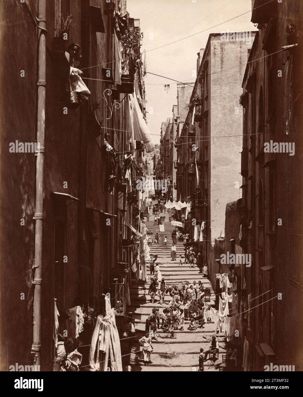 View of Vicolo del Pallonetto at Santa Lucia, Naples, Italy 1890s Stock Photo