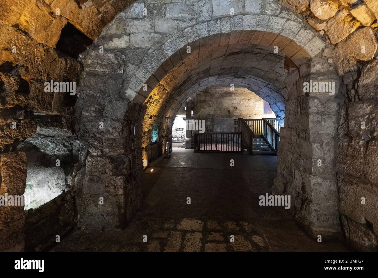 Jerusalem, Israel October 13, 2017 Western Wall underground Tunnel with Hall of Ages chamber