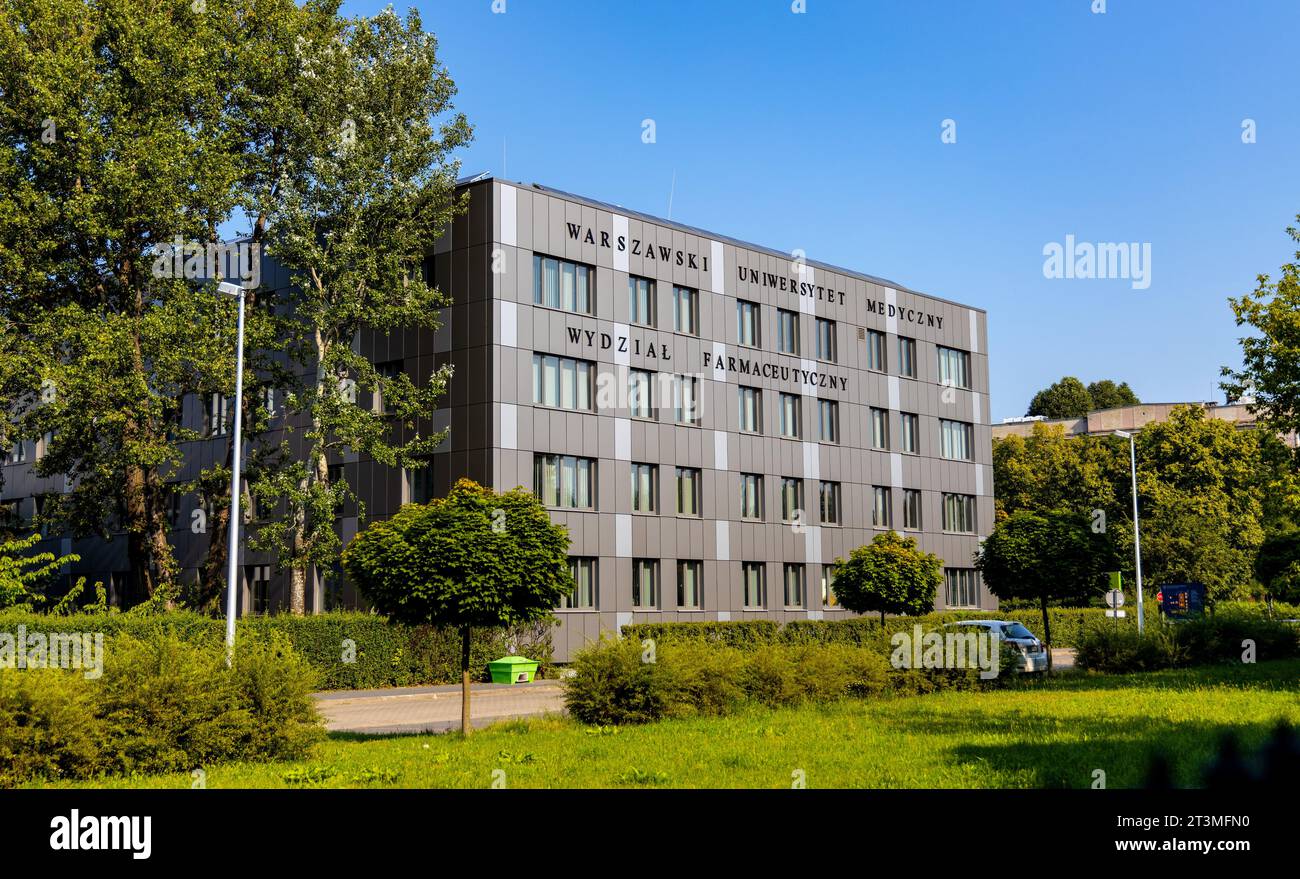 Warsaw, Poland - July 25, 2021: Pharmaceutical Department building of Medical University at Zwirki i Wigury street in Mokotow district of Warsaw Stock Photo
