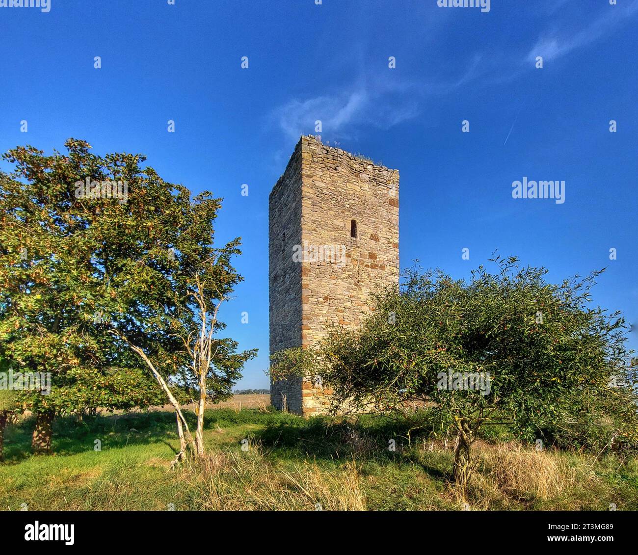 Medieval German watchtower (called Blaue Warte) near Wanzleben. Stock Photo