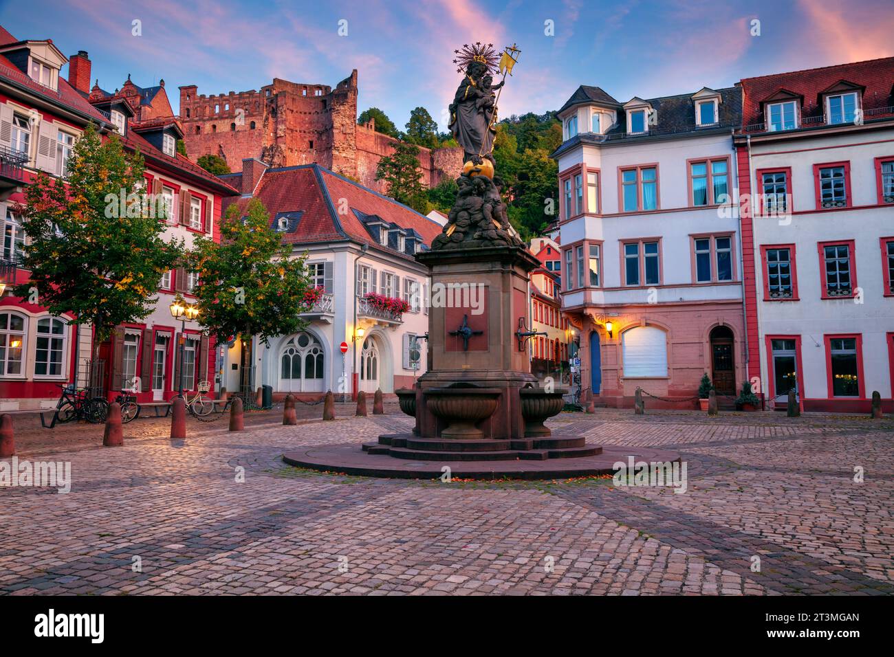 Heidelberg, Germany. Cityscape image of historical downtown of Heidelberg, Germany at beautiful autumn sunset. Stock Photo
