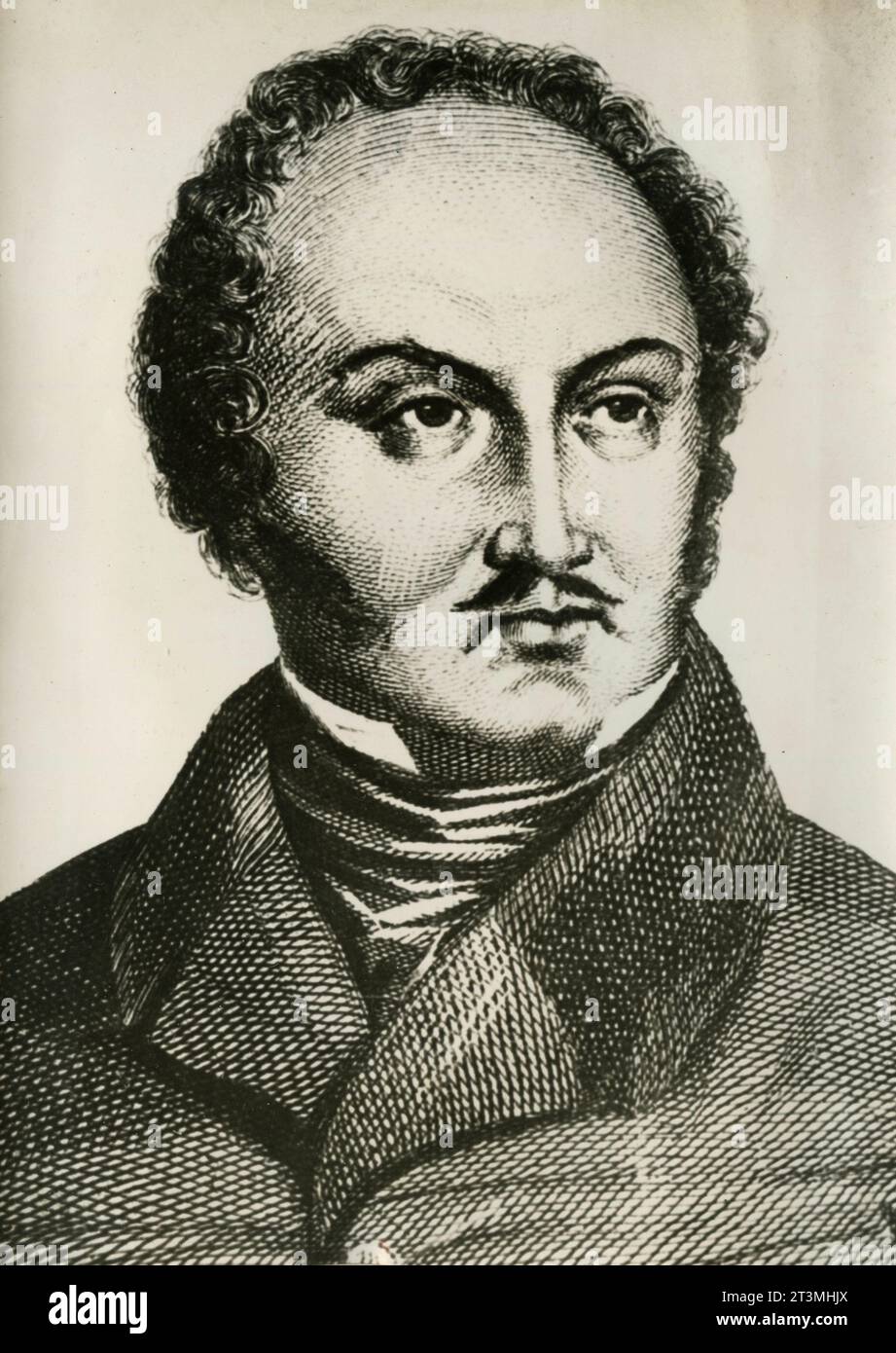 Portrait of German clockmaker Karl Wilhelm Naundorff, print 1800s Stock