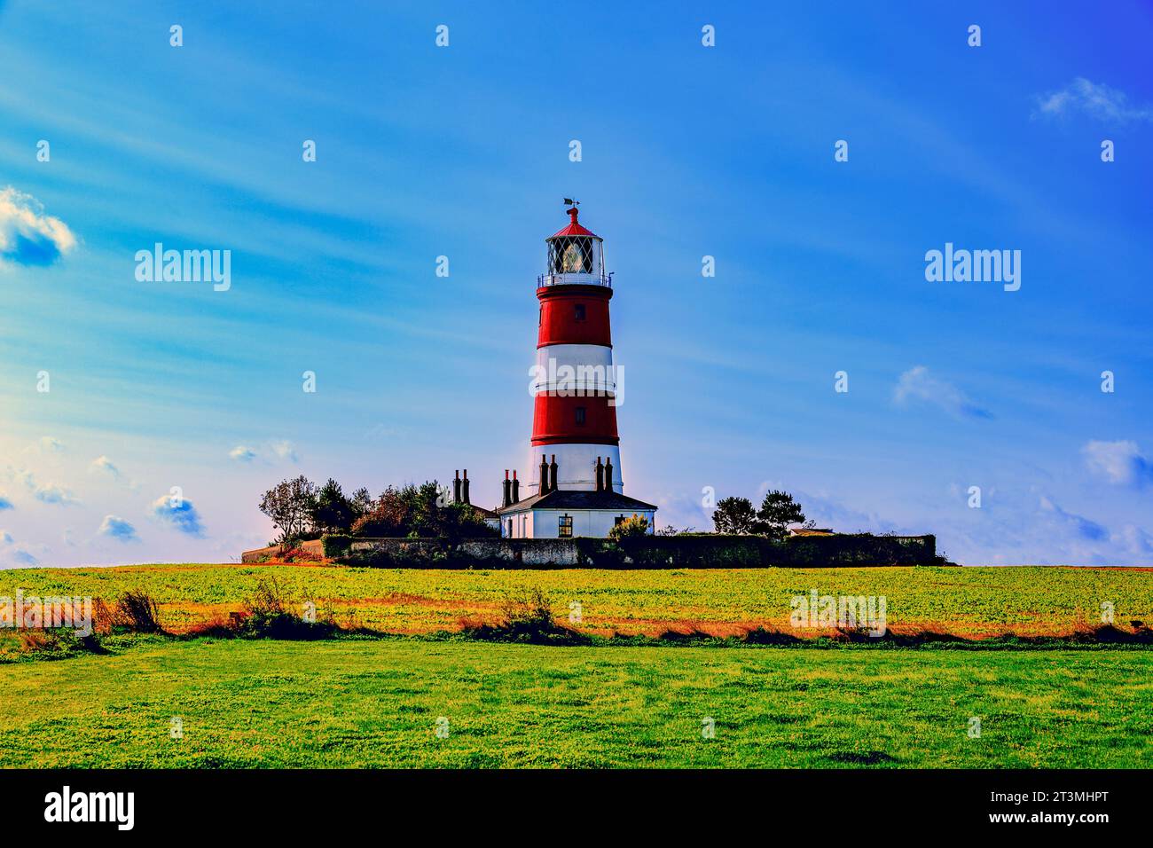 Happisburgh lighthouse, Norfolk is a local landmark, the oldest working