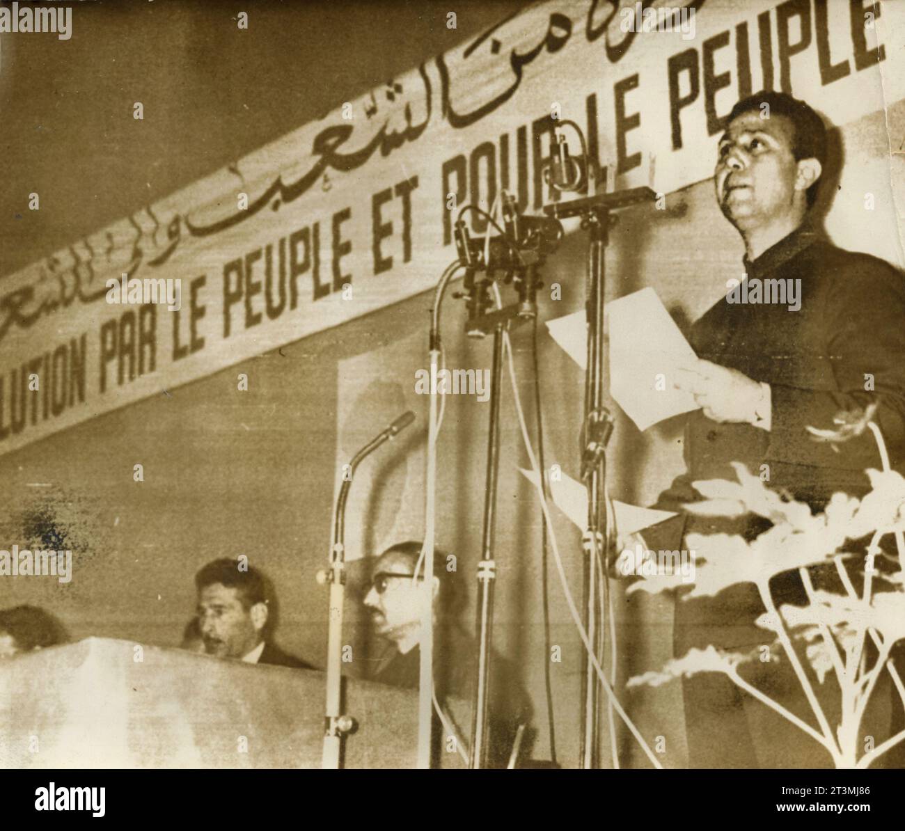 Ahmed Ben Bella, President of Algeria, at a political conference ...