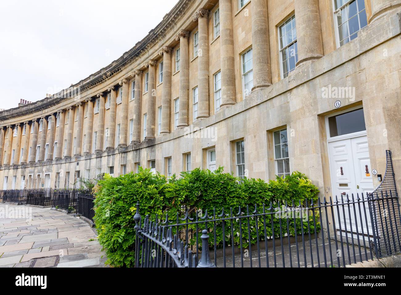 The Royal Crescent of terraced stone homes houses in Bath city centre
