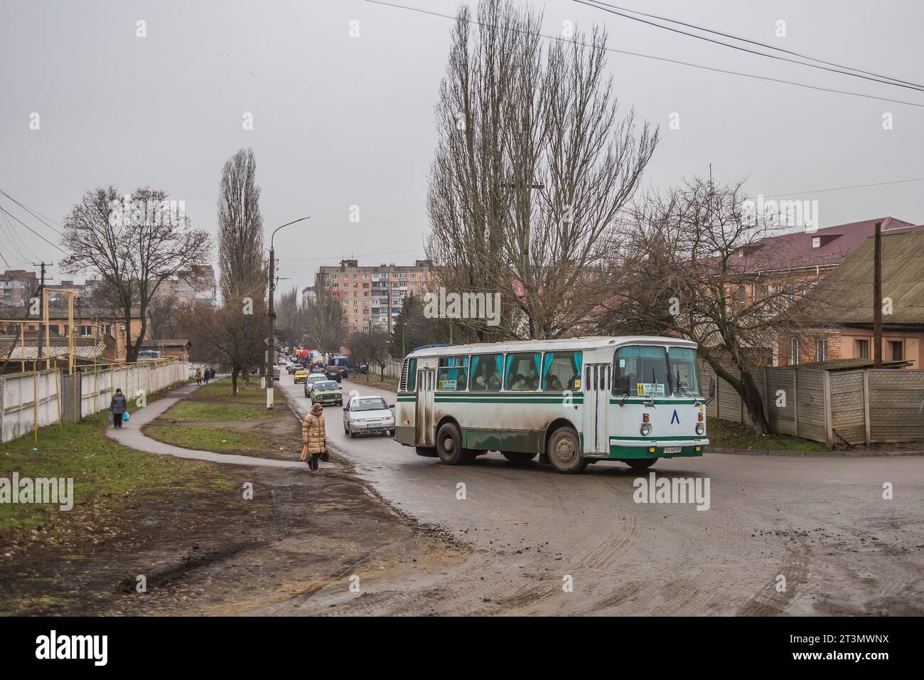 30.12.2020. Ukraine, Oleksandriya. Laz-695 on urban route. Stock Photo