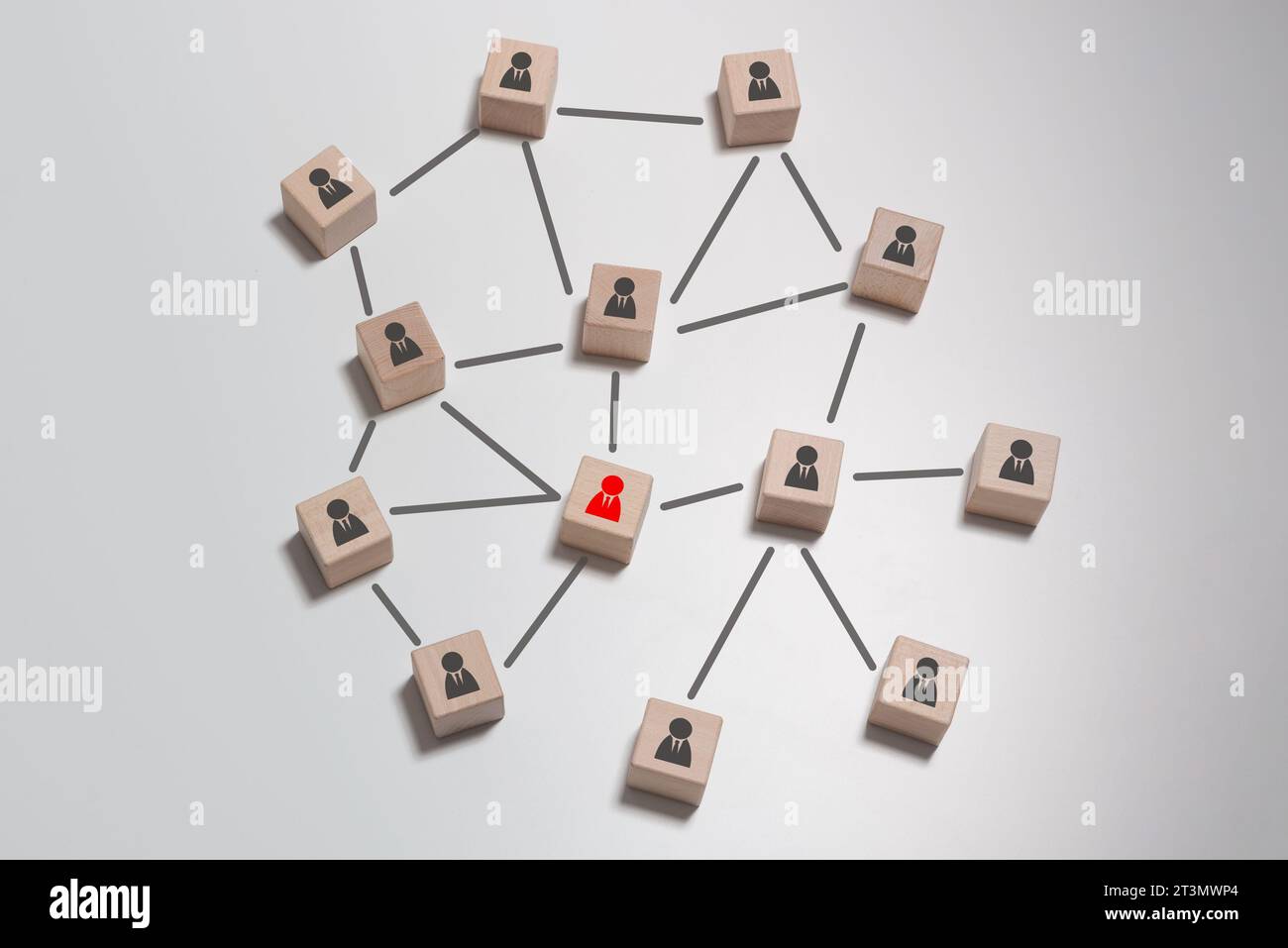 Teamwork and community concept with wooden blocks and icons Stock Photo