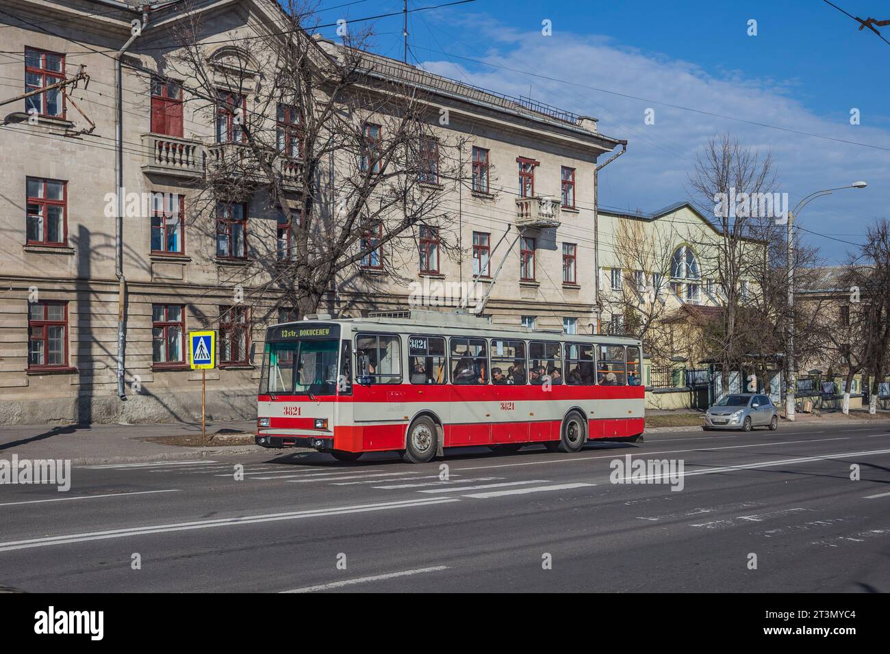 17.02.2020. Moldova, Chisinau. Trolleybus Skoda 14tr. Stock Photo