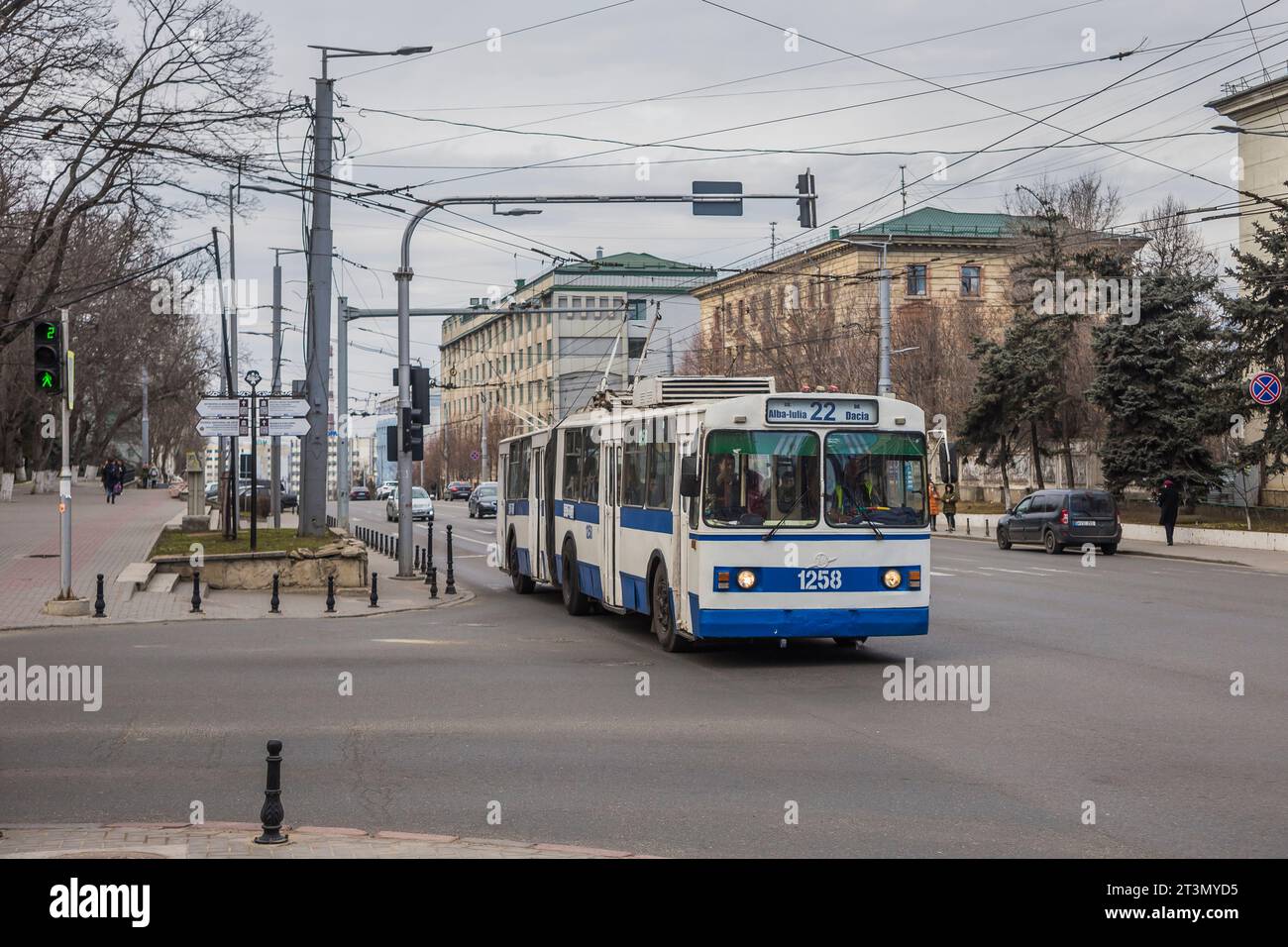 17.02.2020. Moldova, Chisinau. Trolleybus ZIU-683. Stock Photo