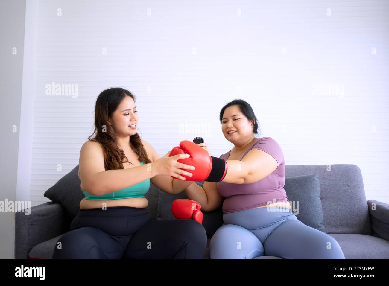 Plus size woman work out at home health care and lifestyle concept