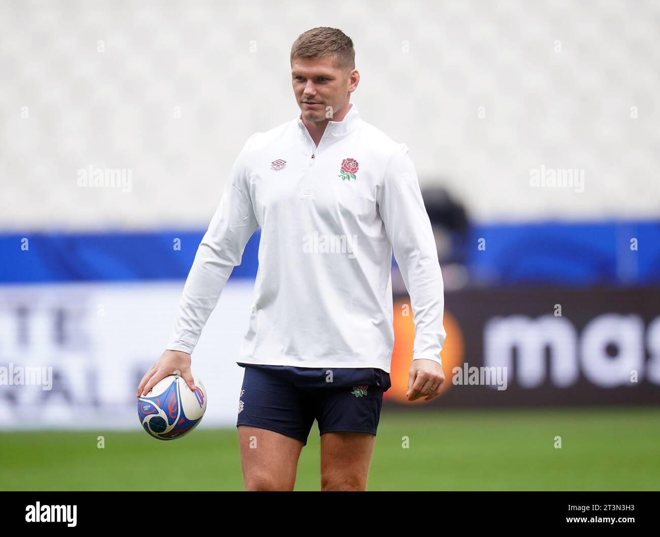 England's Owen Farrell during a team run at the Stade de France in ...
