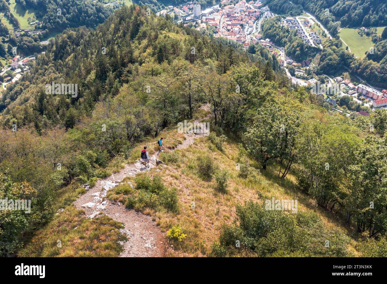 Aerial male female hiking extreme hi-res stock photography and images ...