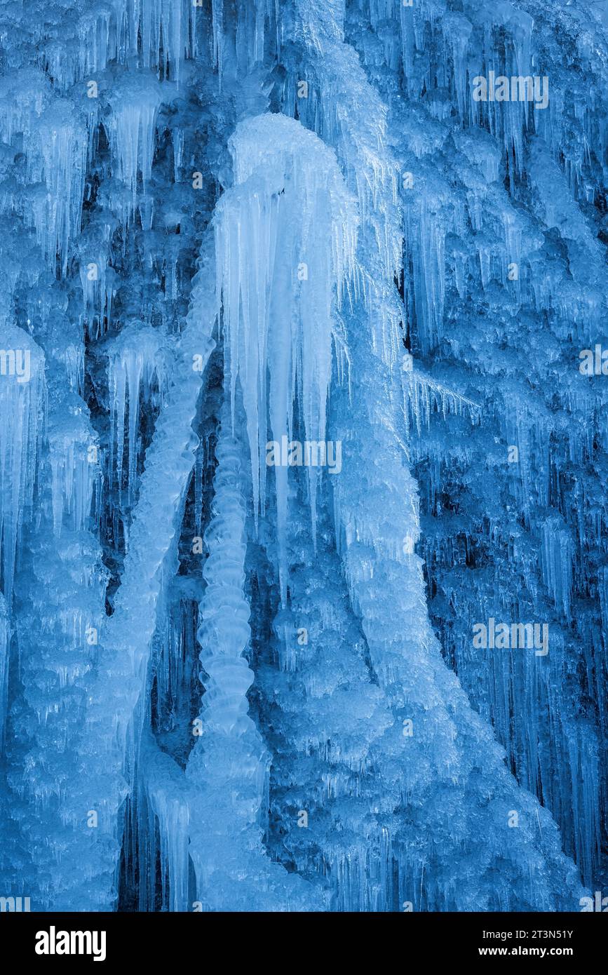 Pericnik Waterfall frozen in winter, Triglav National Park, Julian Alps, Slovenia Stock Photo