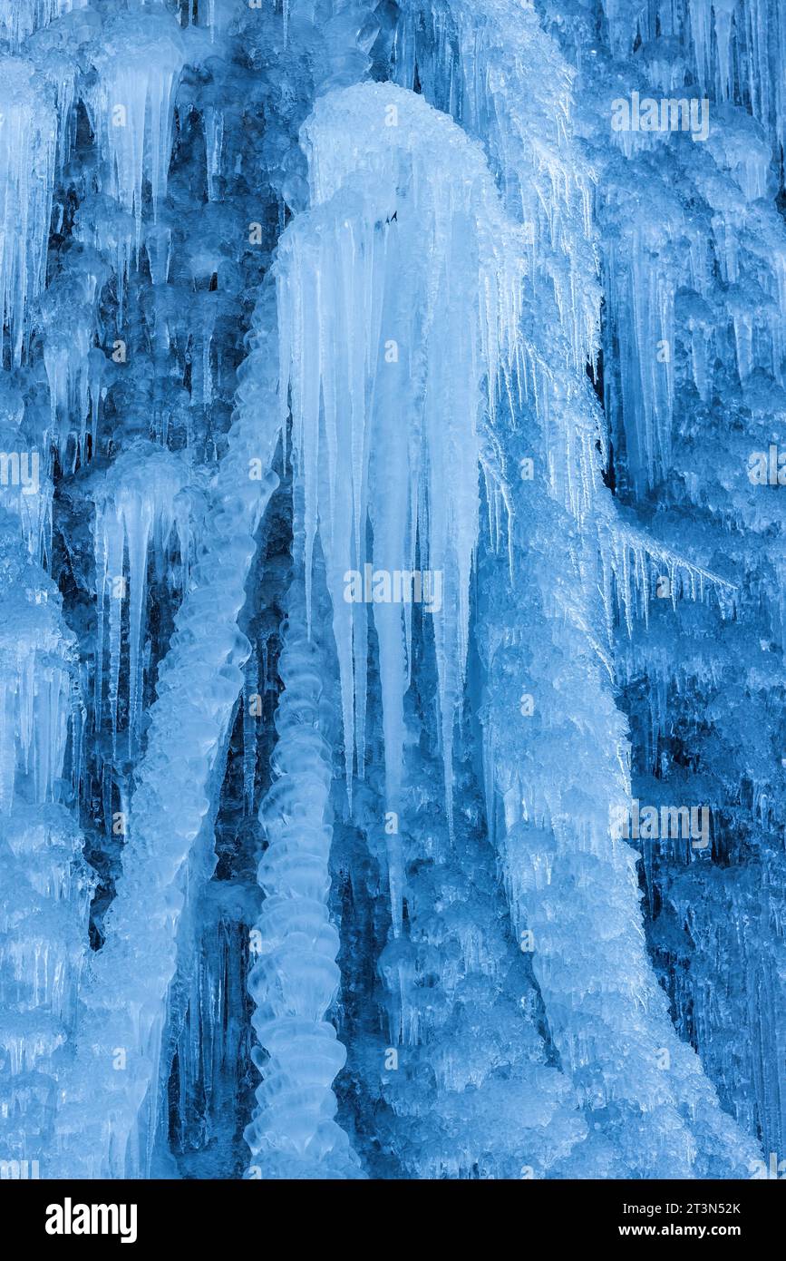 Pericnik Waterfall frozen in winter, Triglav National Park, Julian Alps, Slovenia Stock Photo