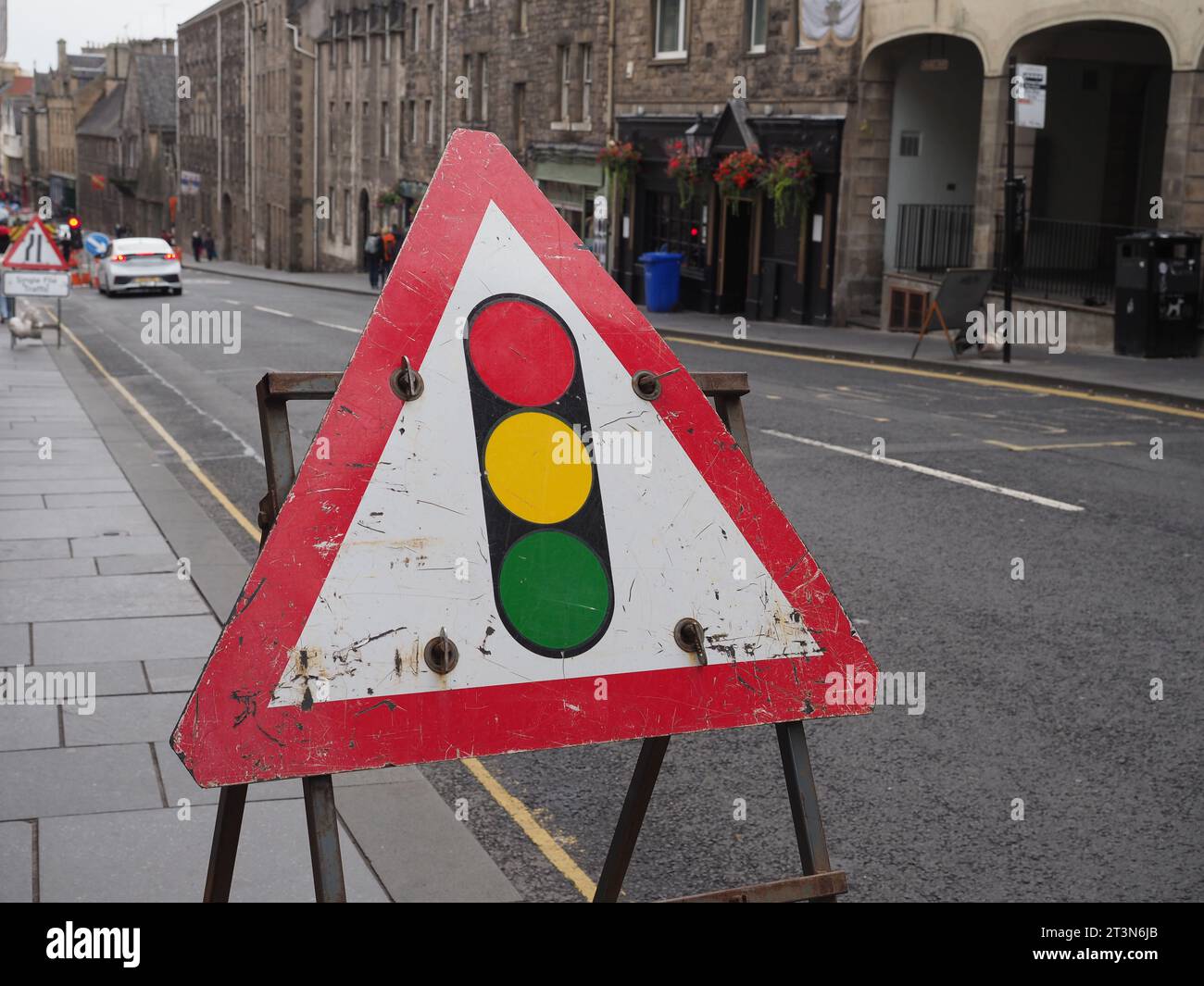 temporary traffic light sign in UK street Stock Photo - Alamy