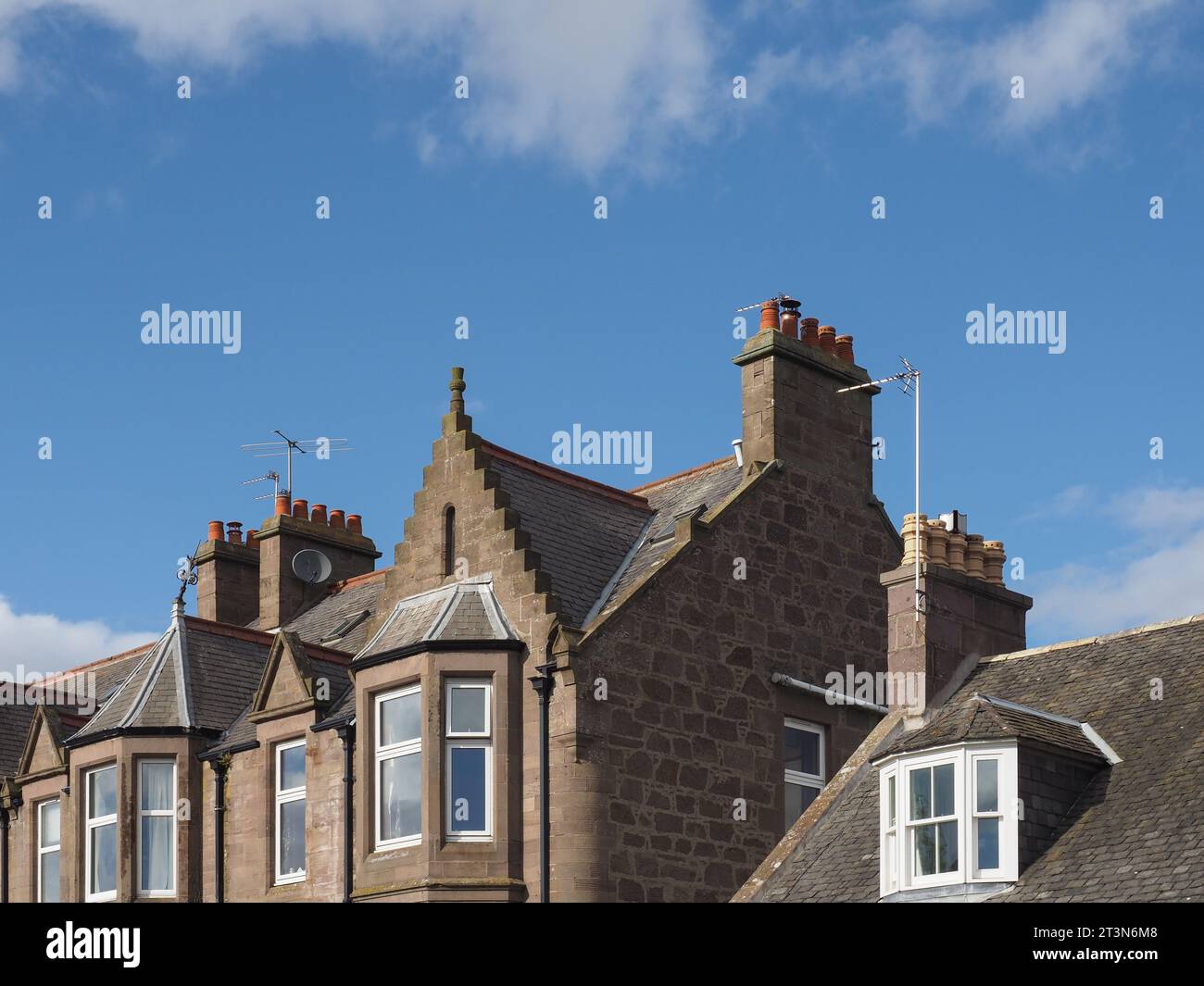 ancient stone houses skyline in Stonehaven, UK Stock Photo Alamy