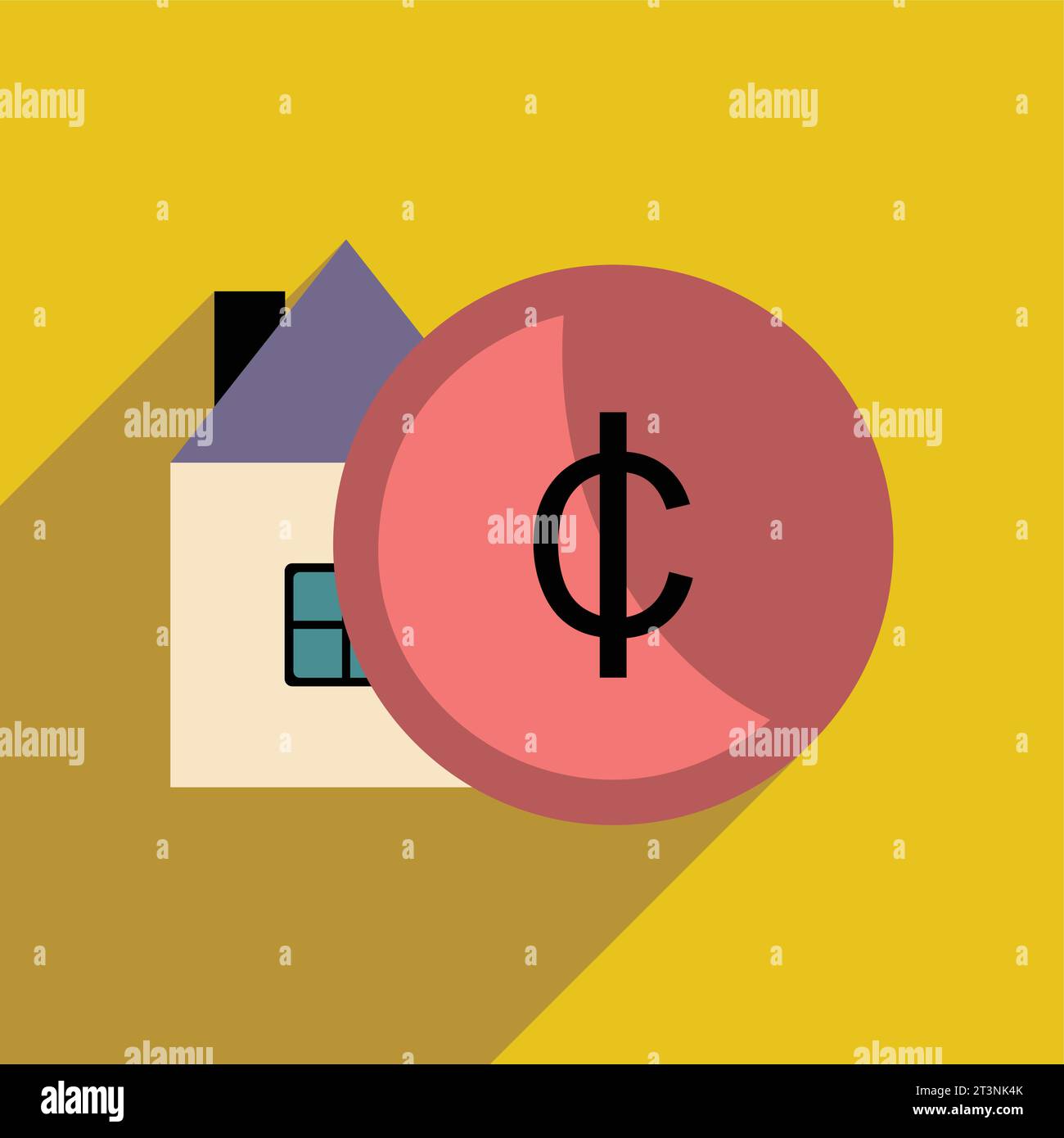 Flat with shadow icon house and coins Royalty Free Vector Stock Vector