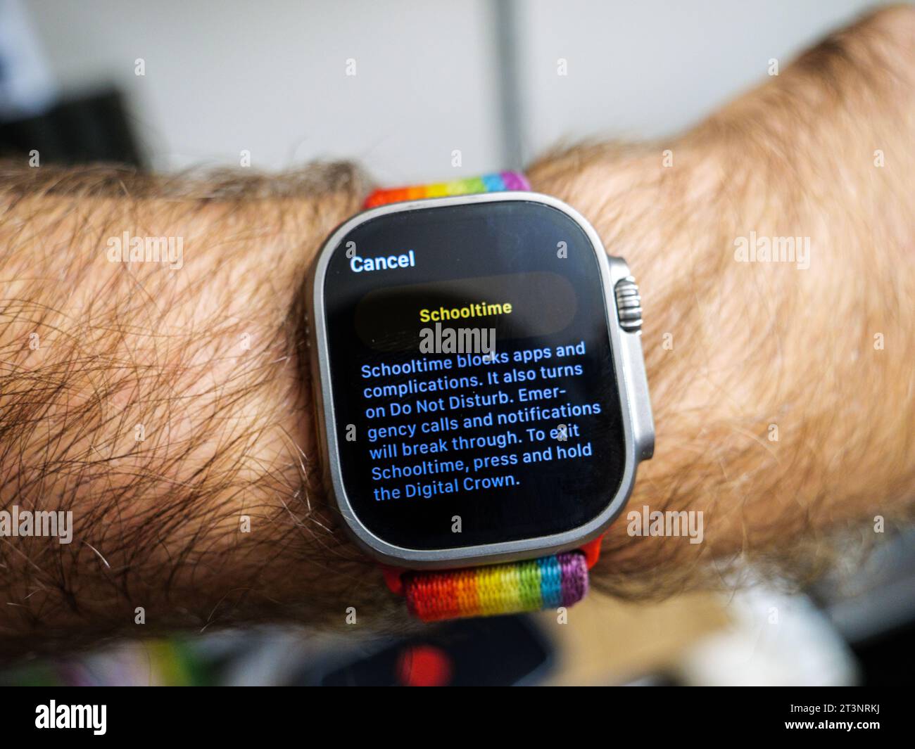 London UK Sep 19 2023 POV Male Hand Lookign At His Apple Watch london-uk-sep-19-2023-pov-male-hand-lookign-at-his-apple-watch