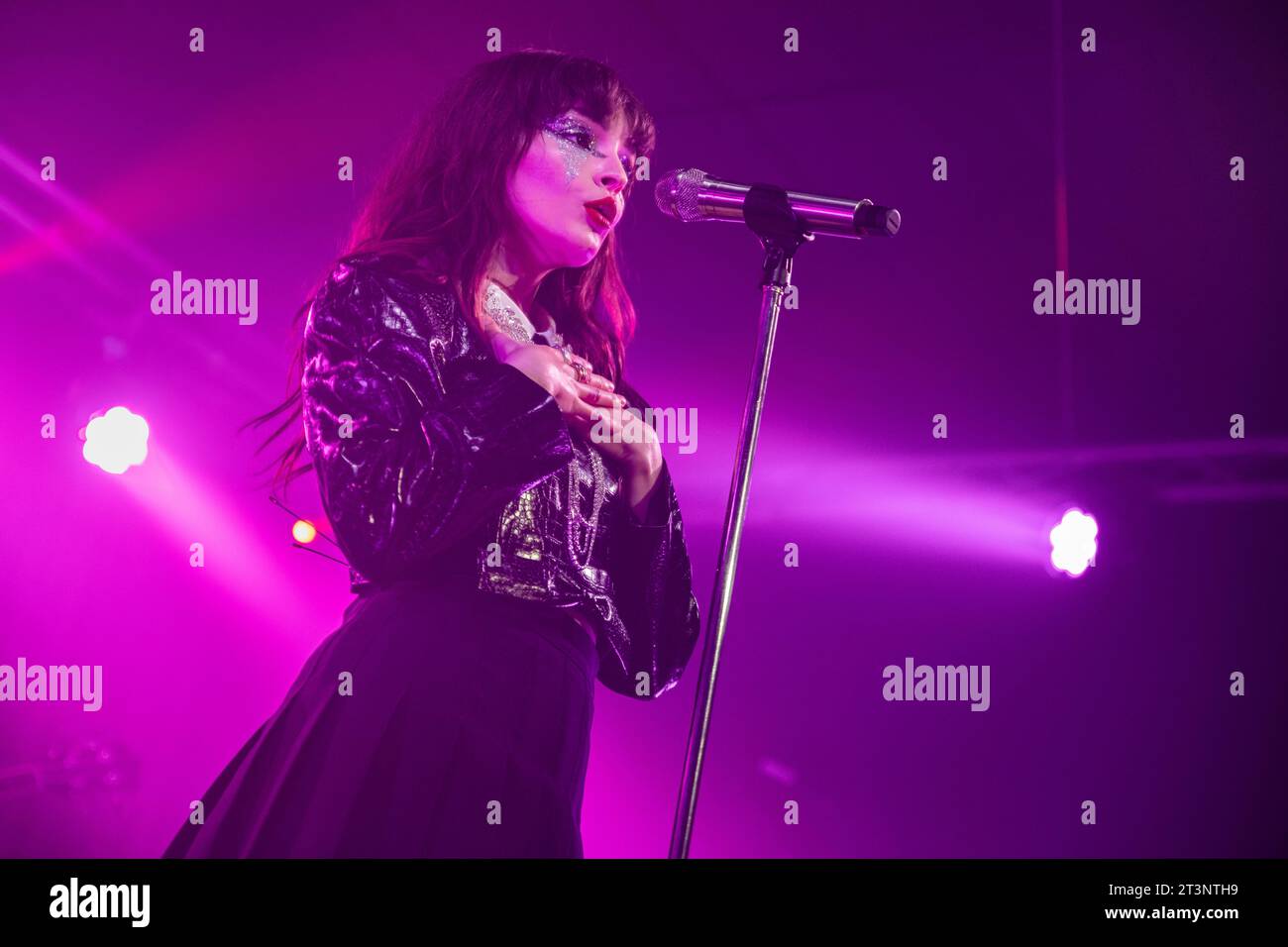 Barcelona, Spain. 2023.10.24. Lauren Mayberry singer perform on stage at La Nau on October 24, 2023 in Barcelona, Spain. Stock Photo