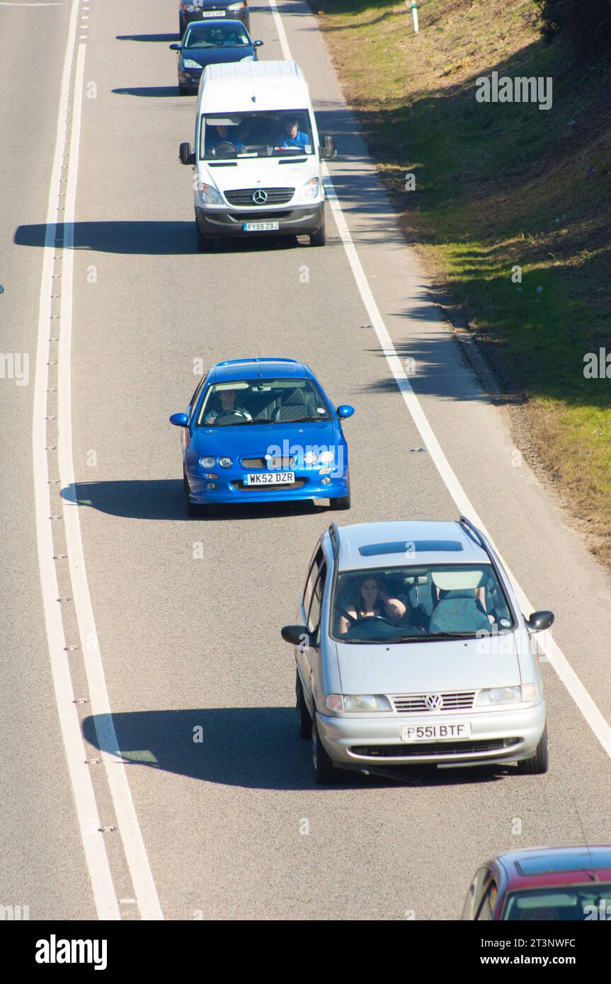 Cars travelling on the A 30 trunk road near Hayle, Cornwall, UK - John Gollop Stock Photo