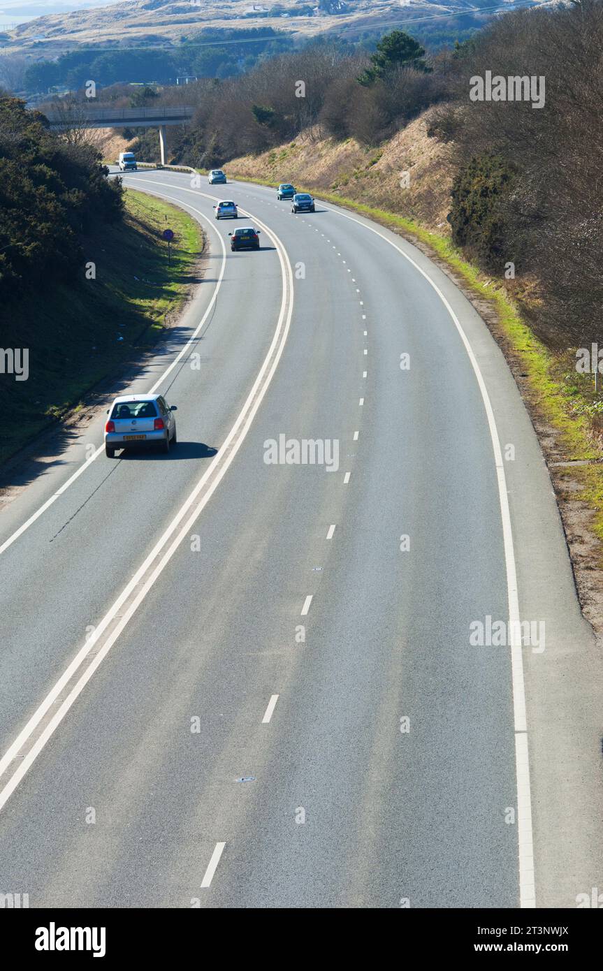 Cars travelling on the A 30 trunk road near Hayle, Cornwall, UK - John Gollop Stock Photo
