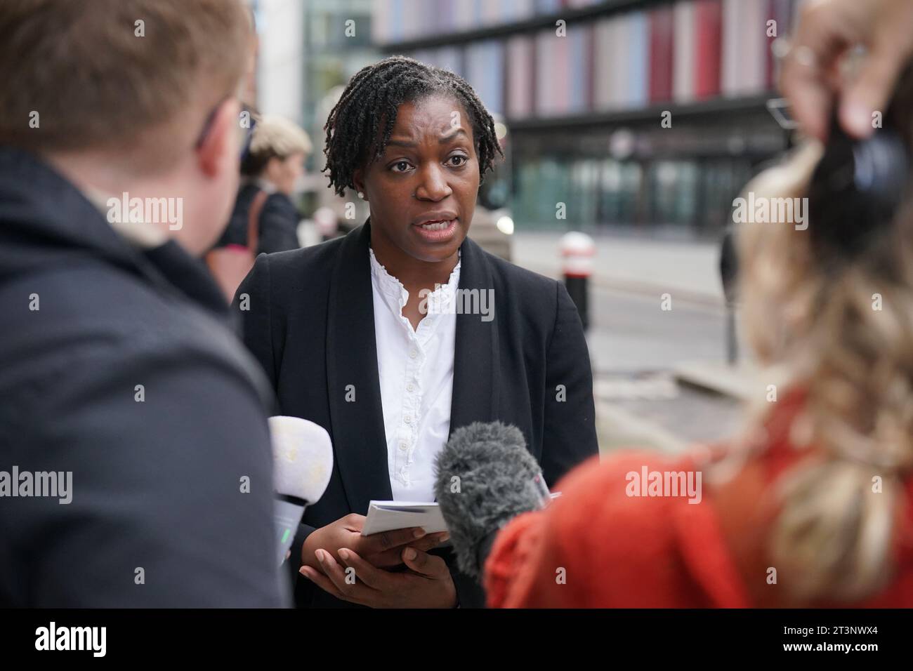 Senior Crown Prosecutor Patricia Strobino speaks to the media outside the Old Bailey, central London, after Amina Noor, 39, was found guilty of assisting a non-UK person to carry out female genital mutilation on a three-year-old British girl during a trip to Kenya in 2006, in the first conviction of its kind. Picture date: Thursday October 26, 2023. Stock Photo