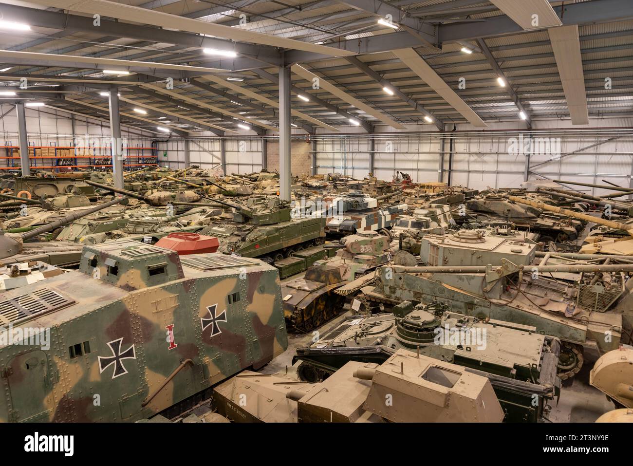 Inside of the vehicle conservation centre at Bovington tank museum in