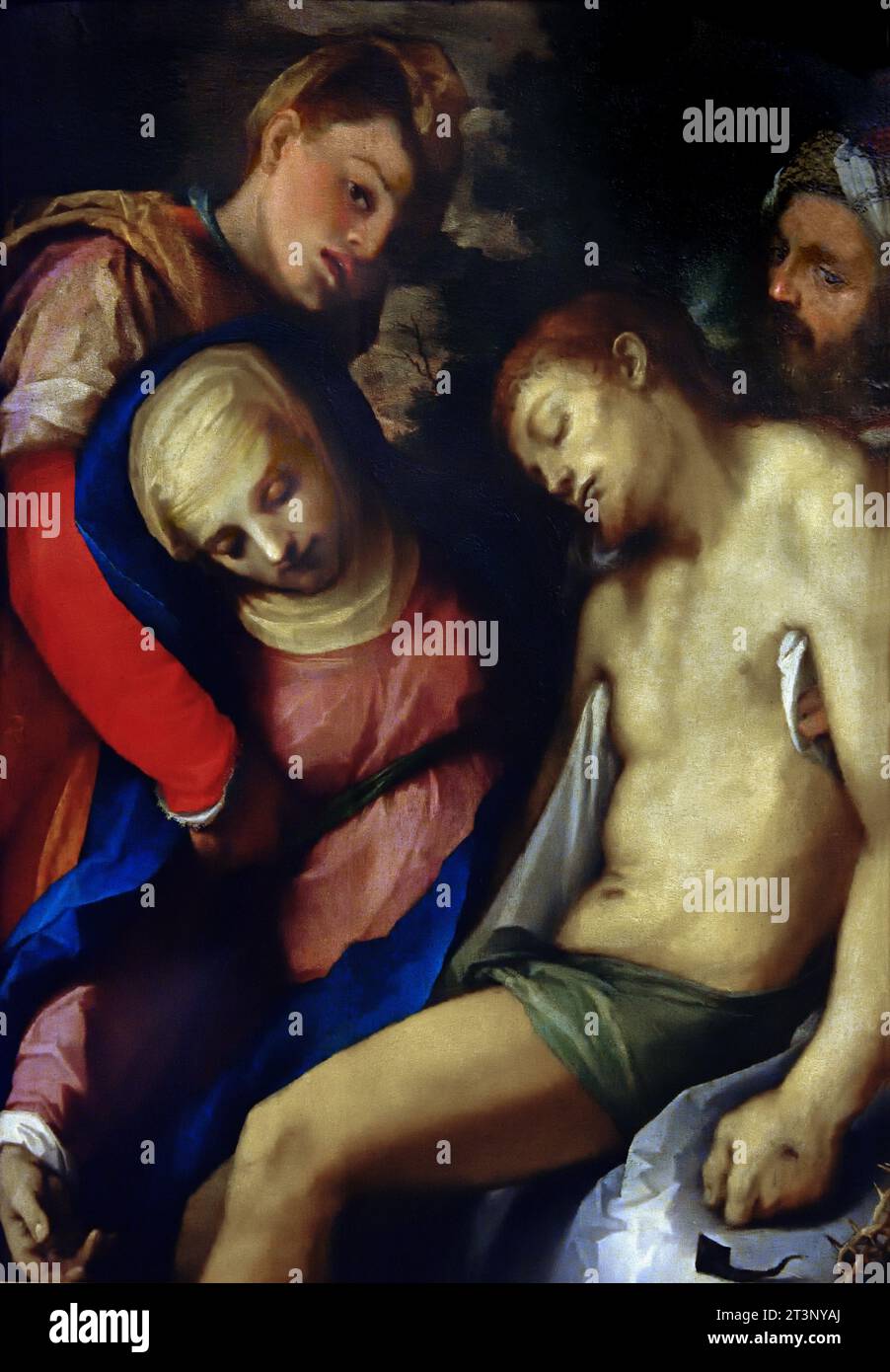 Pietà 1596-1600  by  Cigoli (Cardi Ludovico) Italian  Museum, Italy. Pietà, Virgin Mary, cradling the dead body of Jesus, Lamentation of Christ mourned, Virgin Mary alone, Dead Christ, Stock Photo