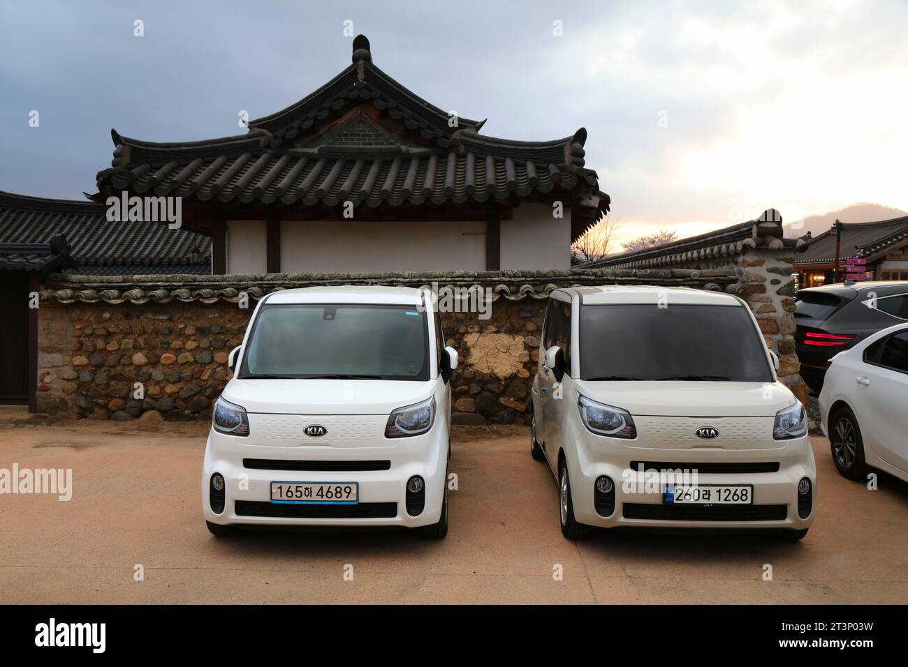 GYEONGJU, SOUTH KOREA - MARCH 26, 2023: Kia Ray city cars or kei car in South Korea. It is manufactured by Kia exclusively for the South Korean domest Stock Photo