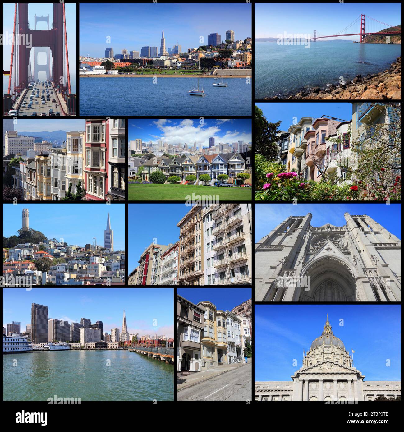 San Francisco, United States. Photo collage with places and landmarks. Stock Photo